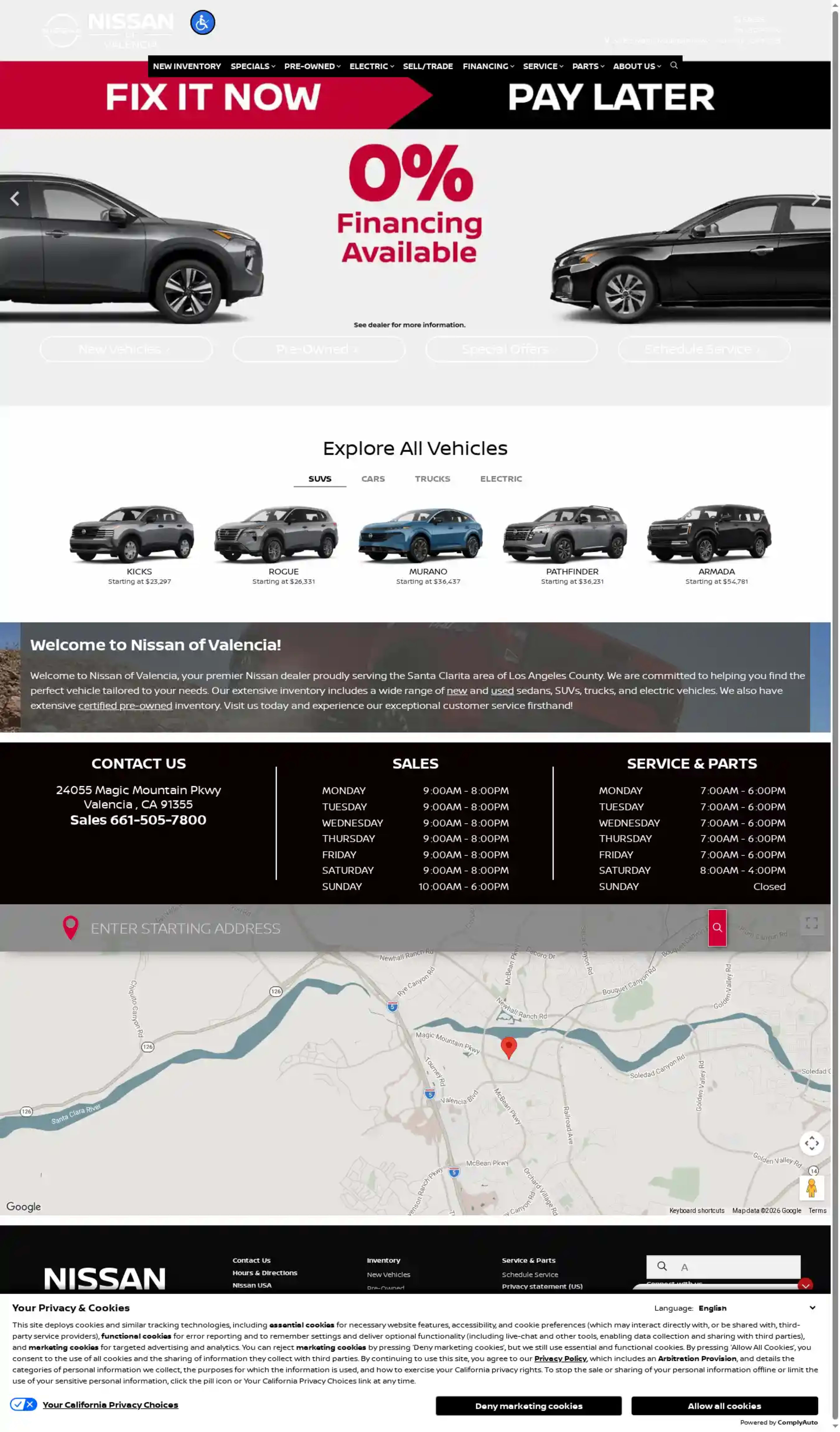 Screenshot of Nissan of Valencia