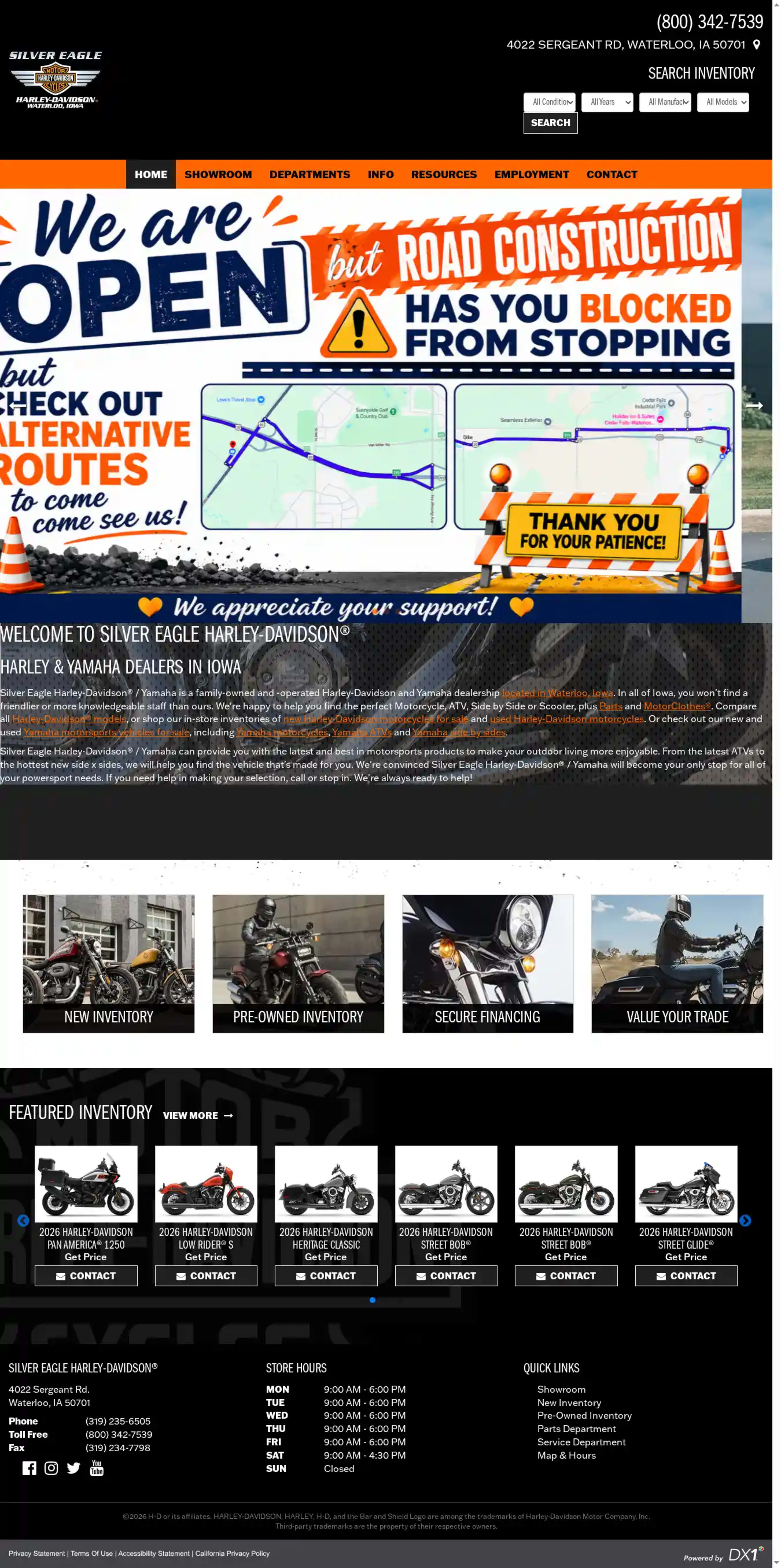 Screenshot of Silver Eagle Harley-Davidson