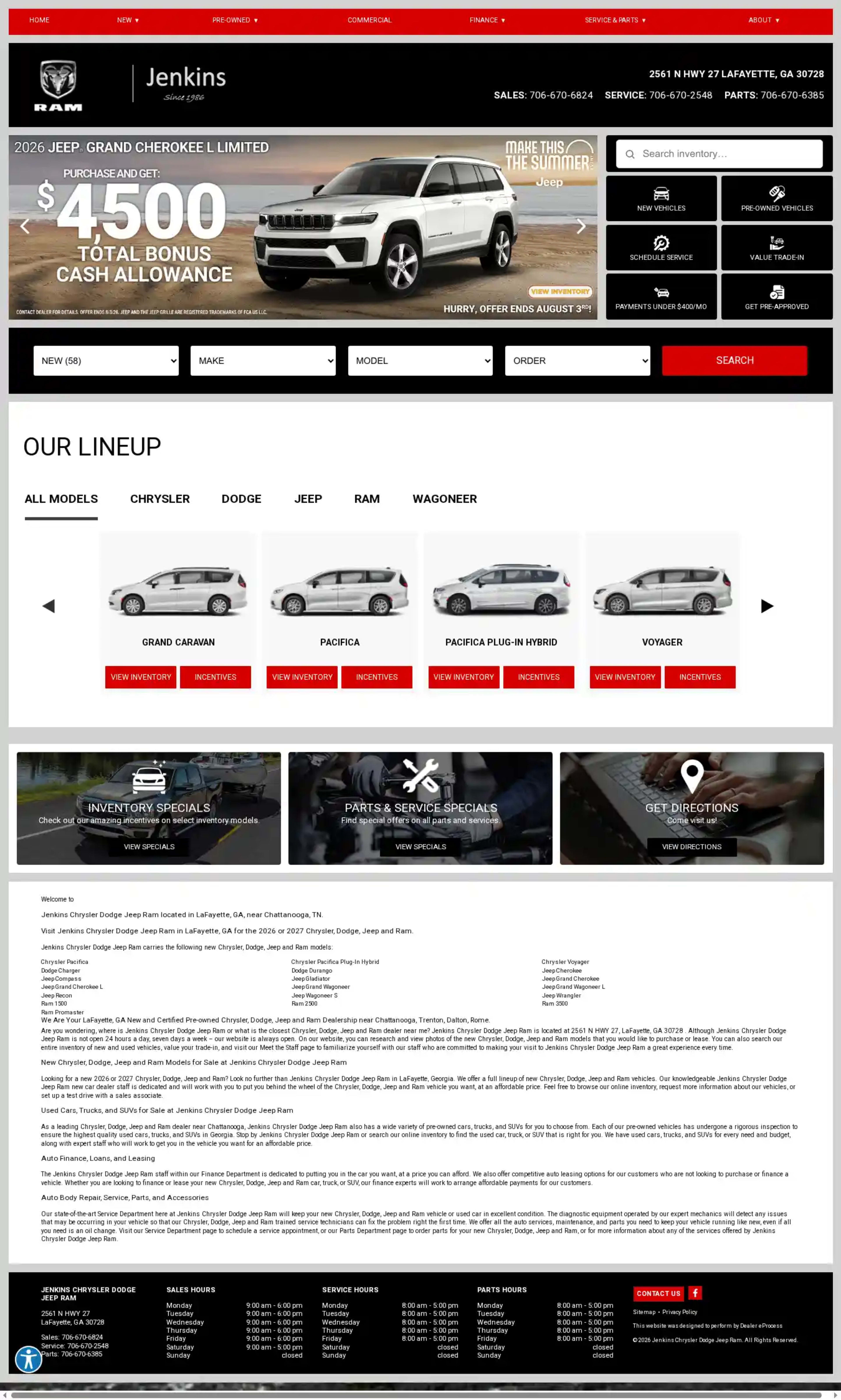 Screenshot of Jenkins Chrysler Dodge Jeep Ram