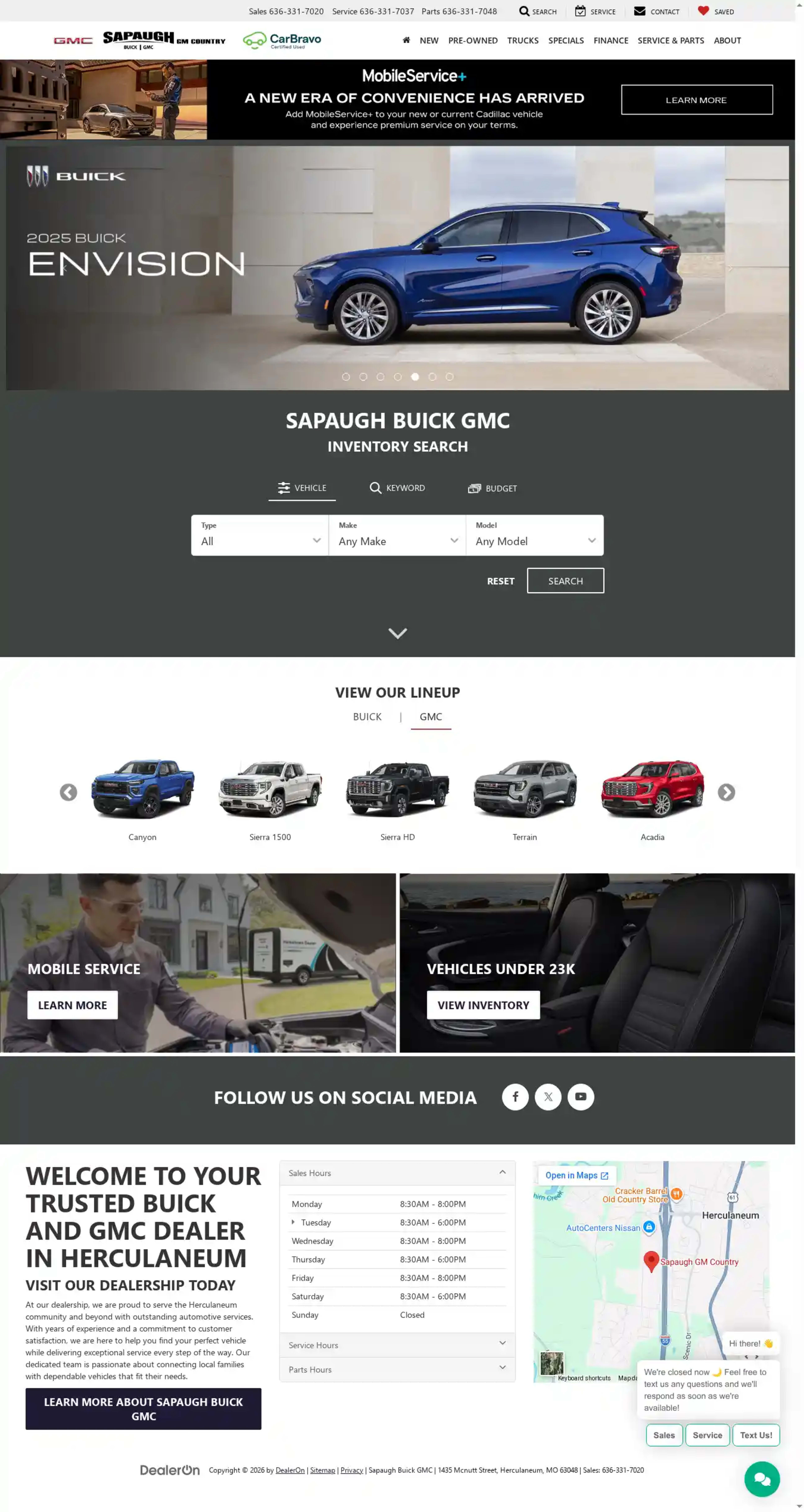 Screenshot of Sapaugh Buick GMC