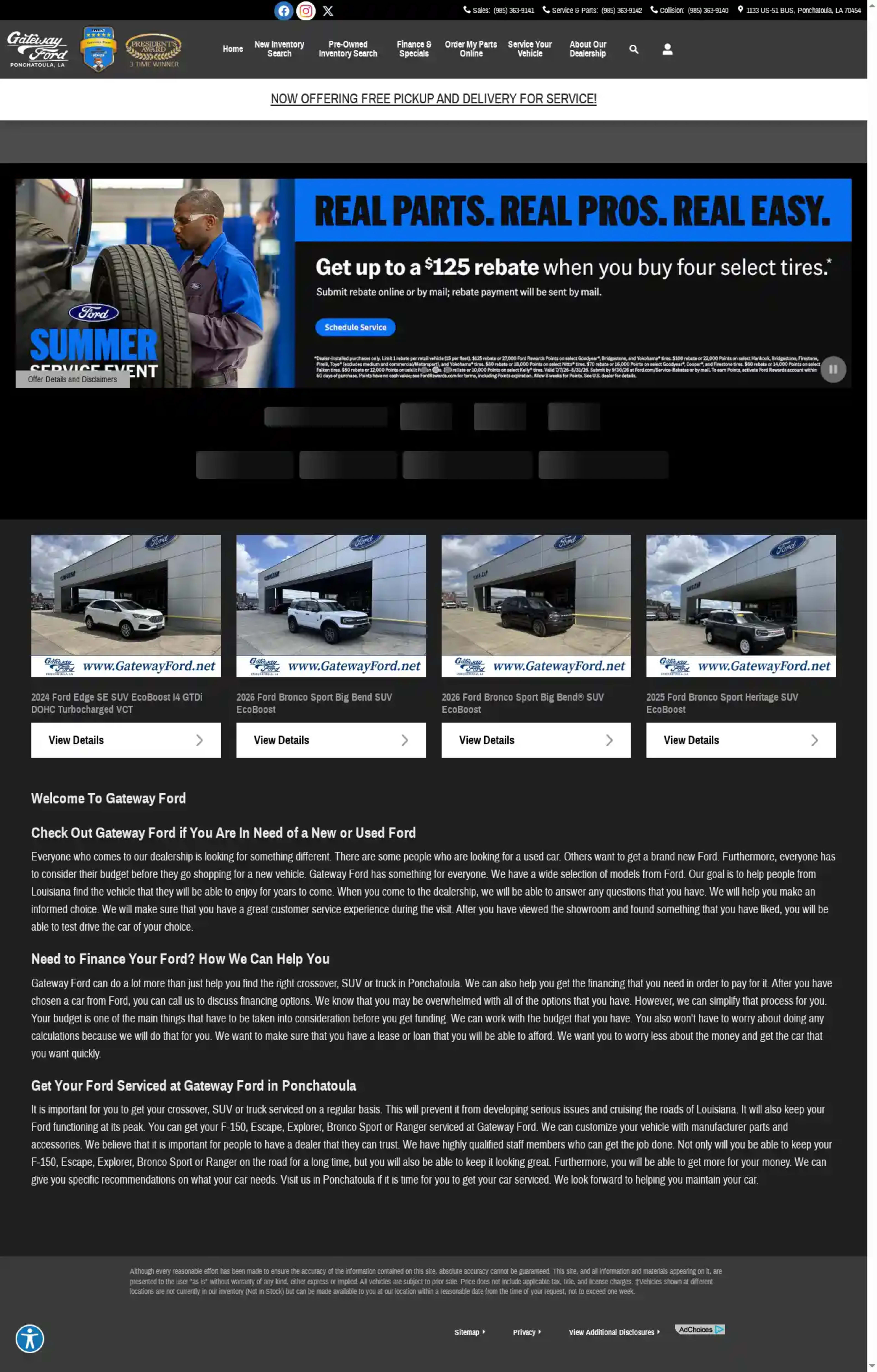 Screenshot of Gateway Ford Inc