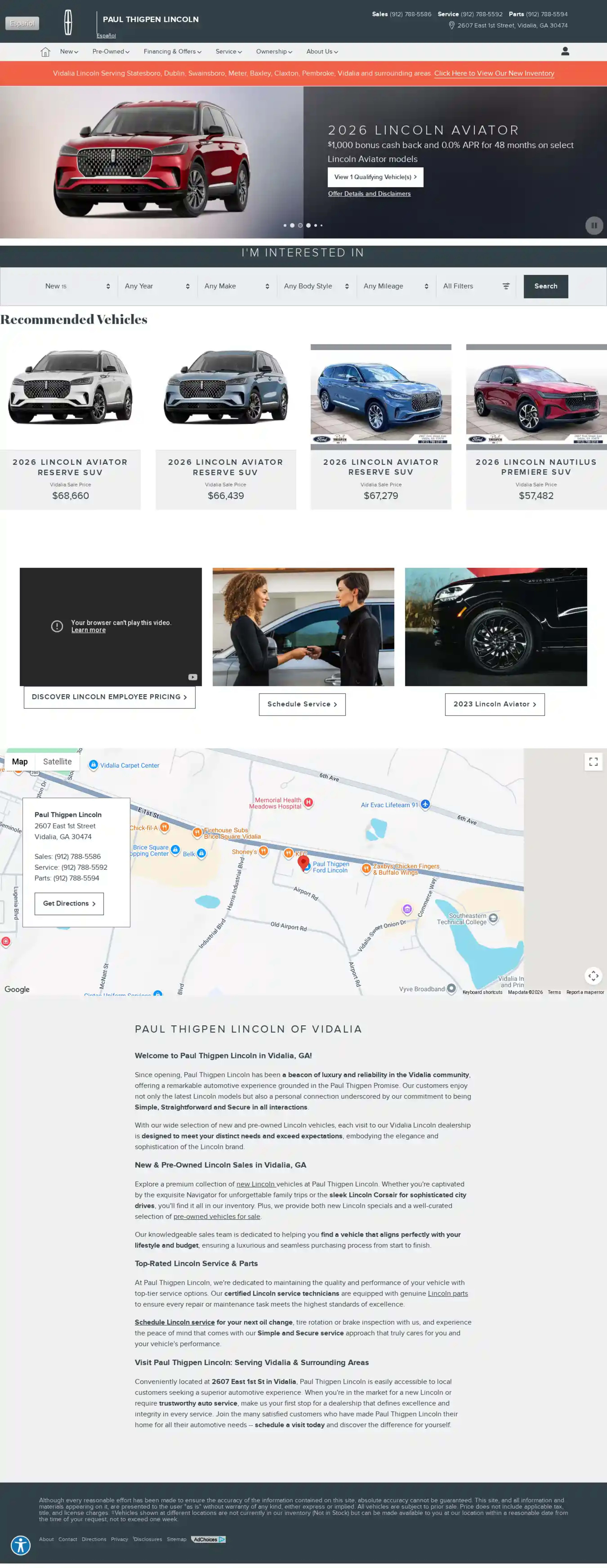Screenshot of Paul Thigpen Ford Lincoln