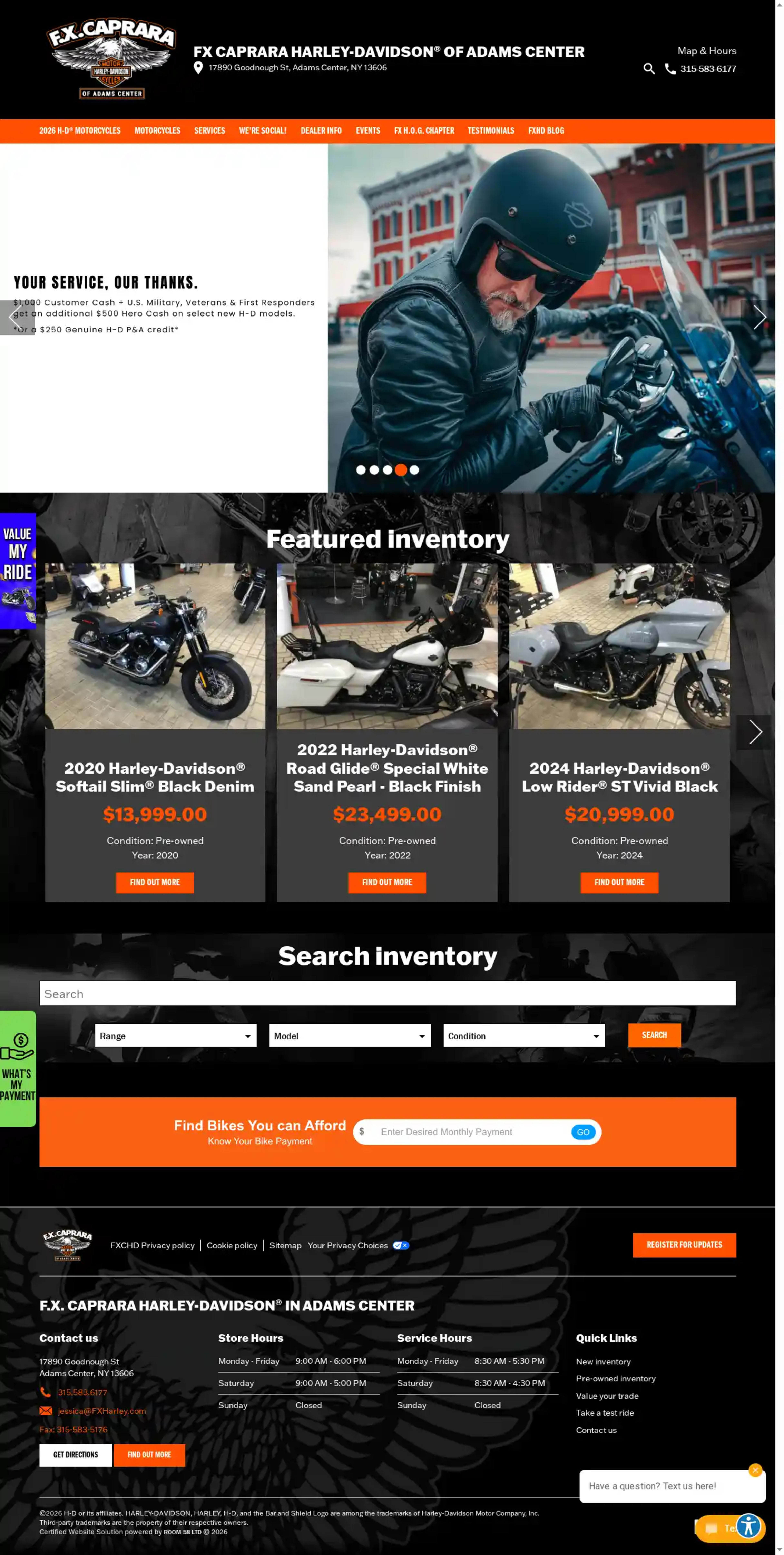 Screenshot of F.X. Caprara Harley-Davidson