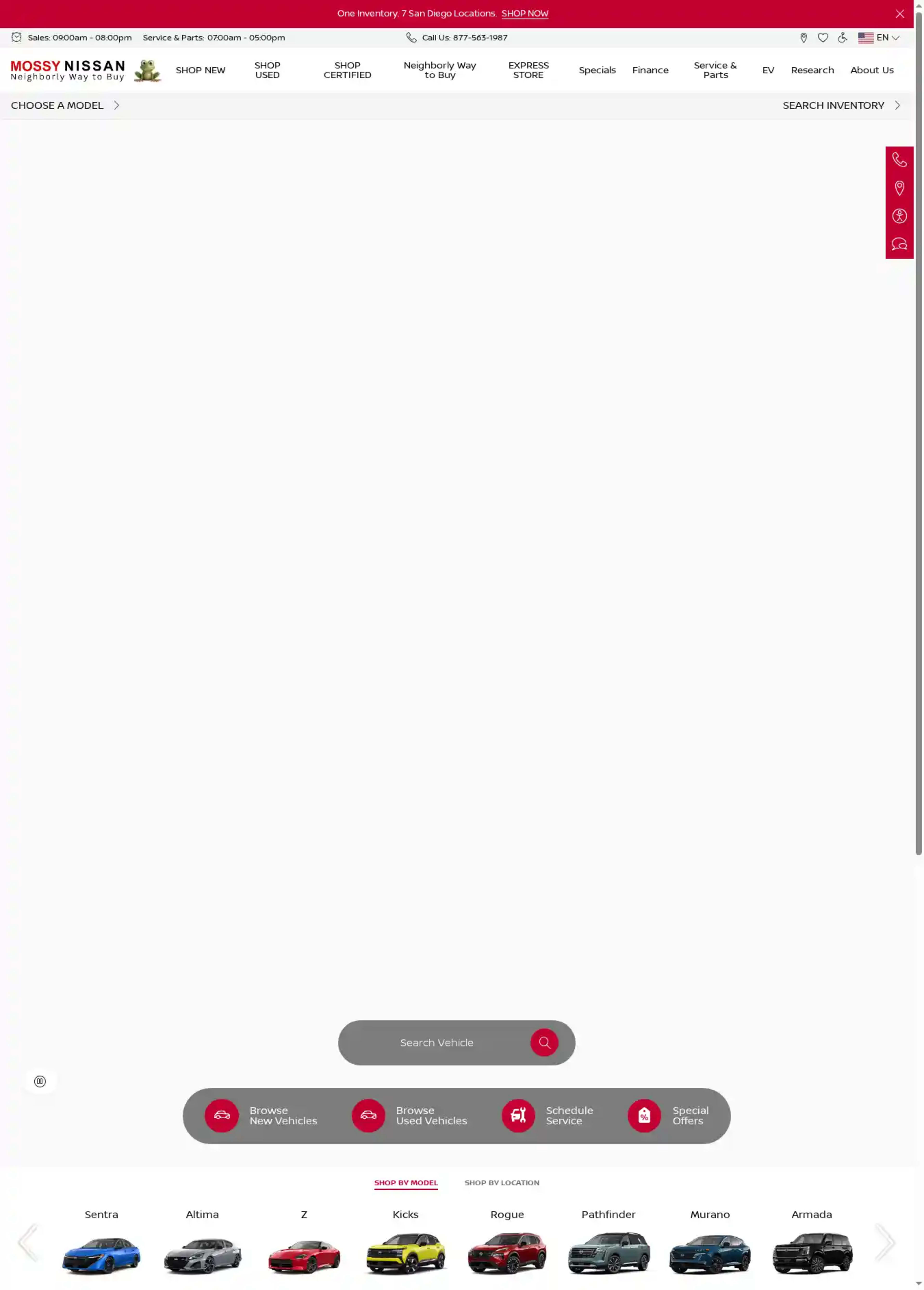 Screenshot of Mossy Nissan Chula Vista
