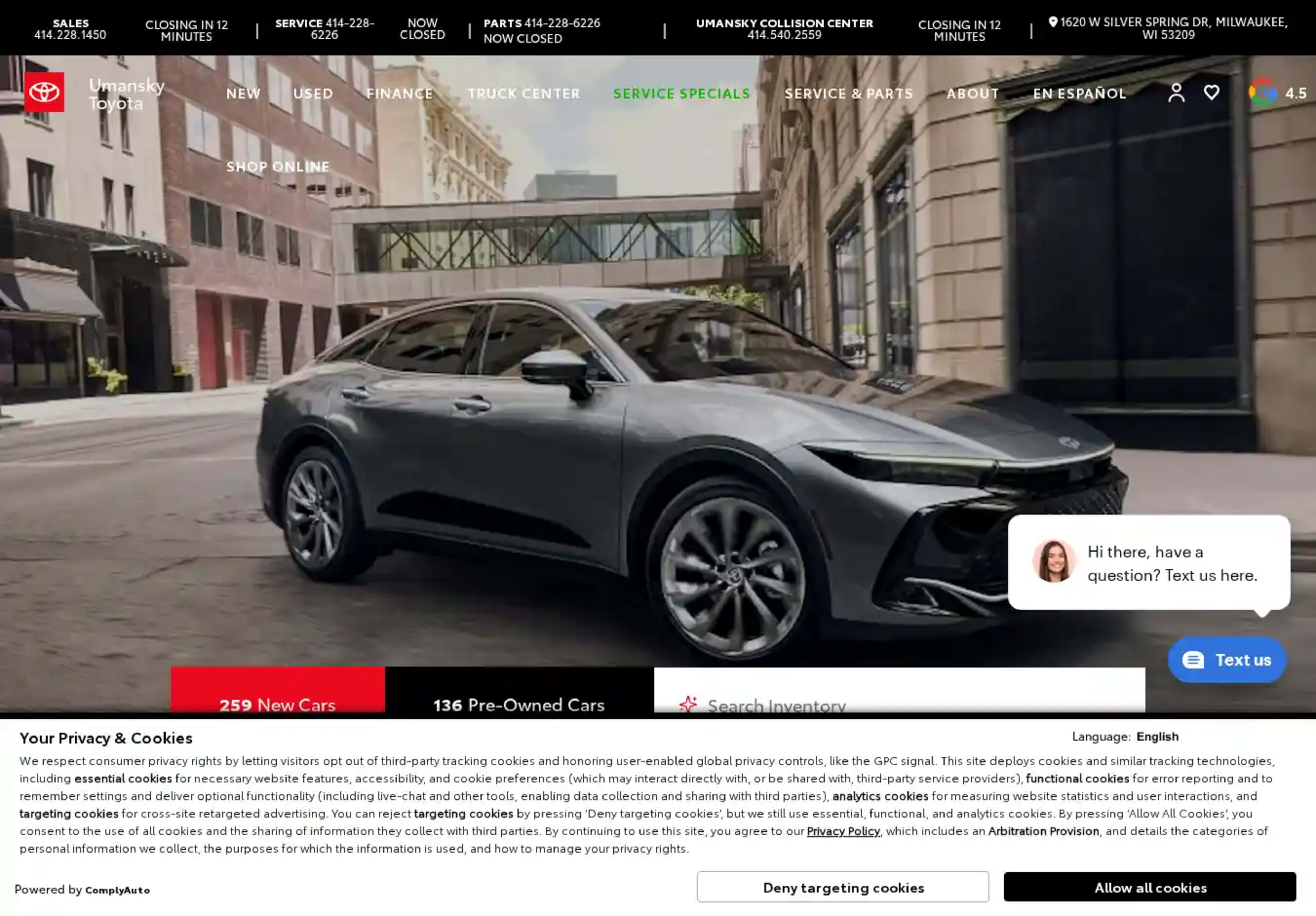 Screenshot of Umansky Toyota