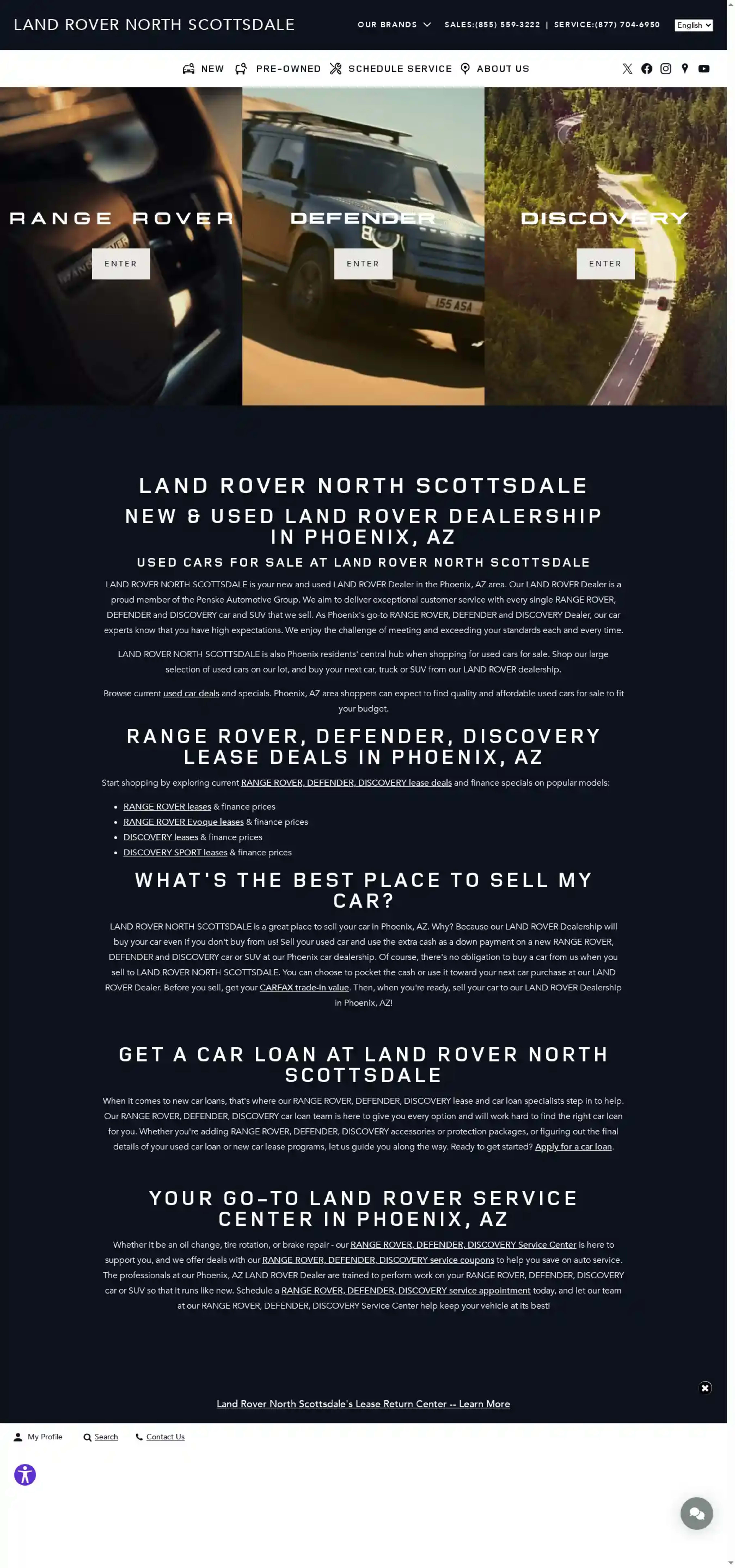 Screenshot of Land Rover North Scottsdale