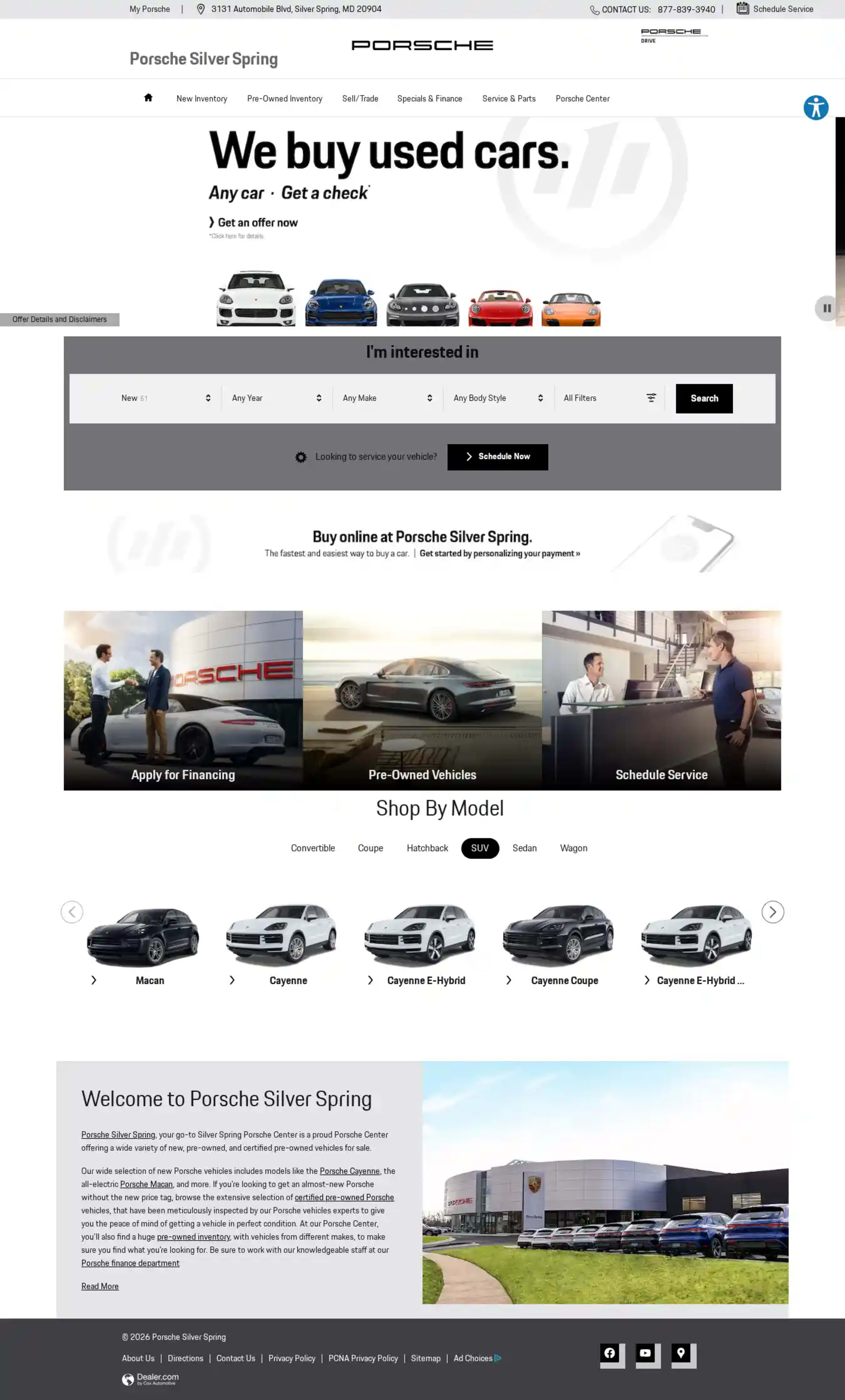 Screenshot of Porsche Silver Spring