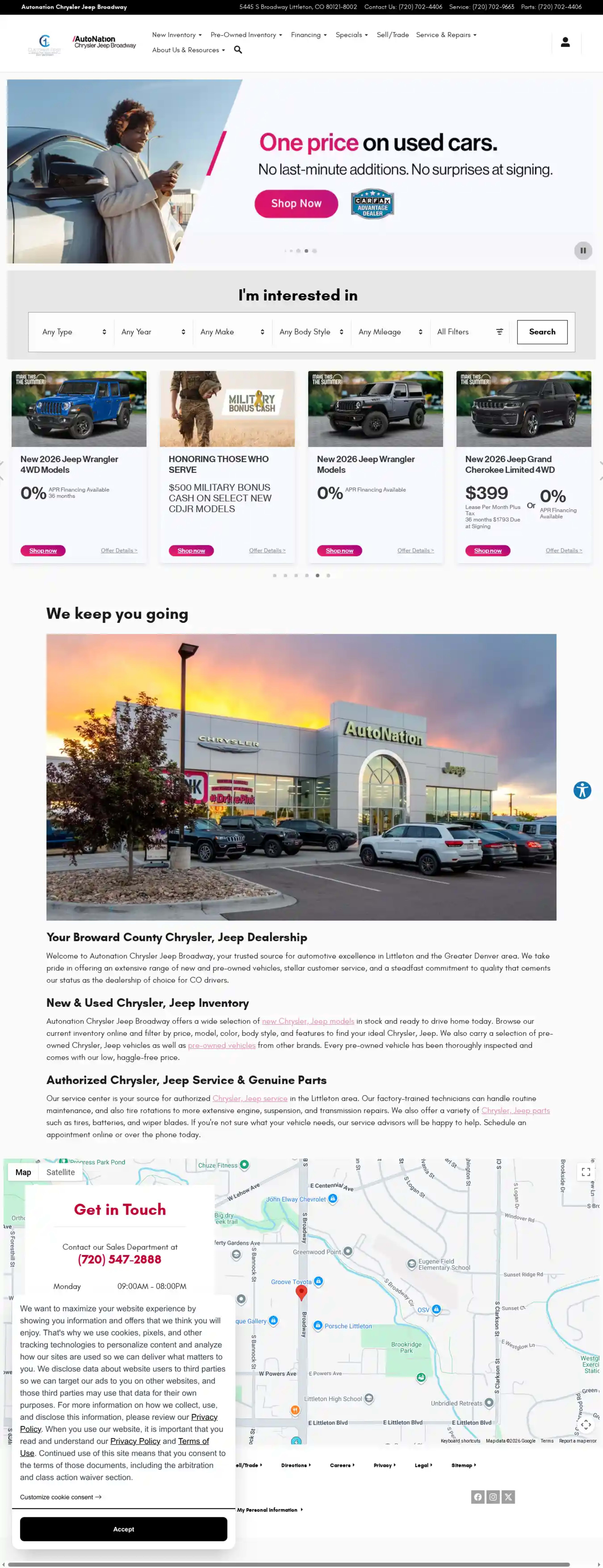 Screenshot of Autonation Chrysler Jeep Broadway