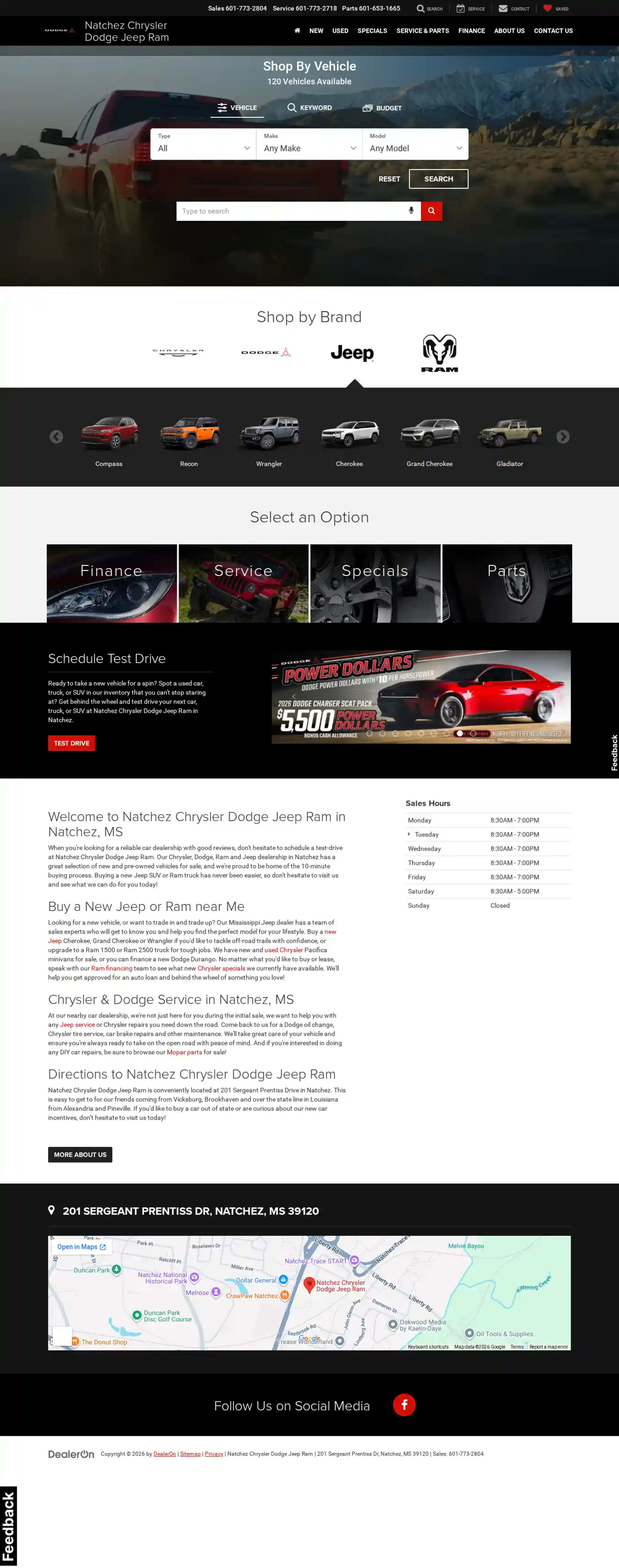 Screenshot of Natchez Chrysler Dodge Jeep Ram