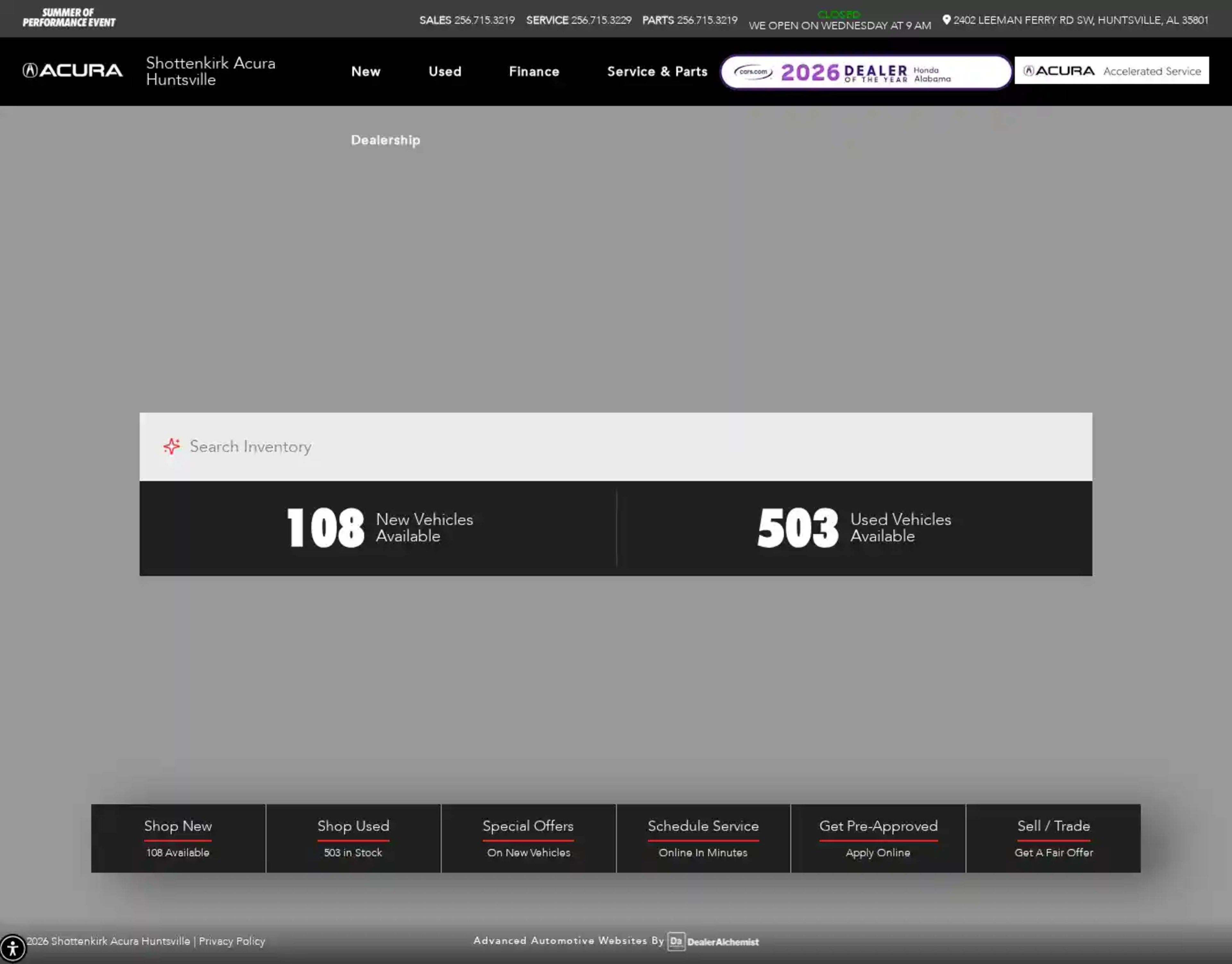 Screenshot of Shottenkirk Acura Huntsville