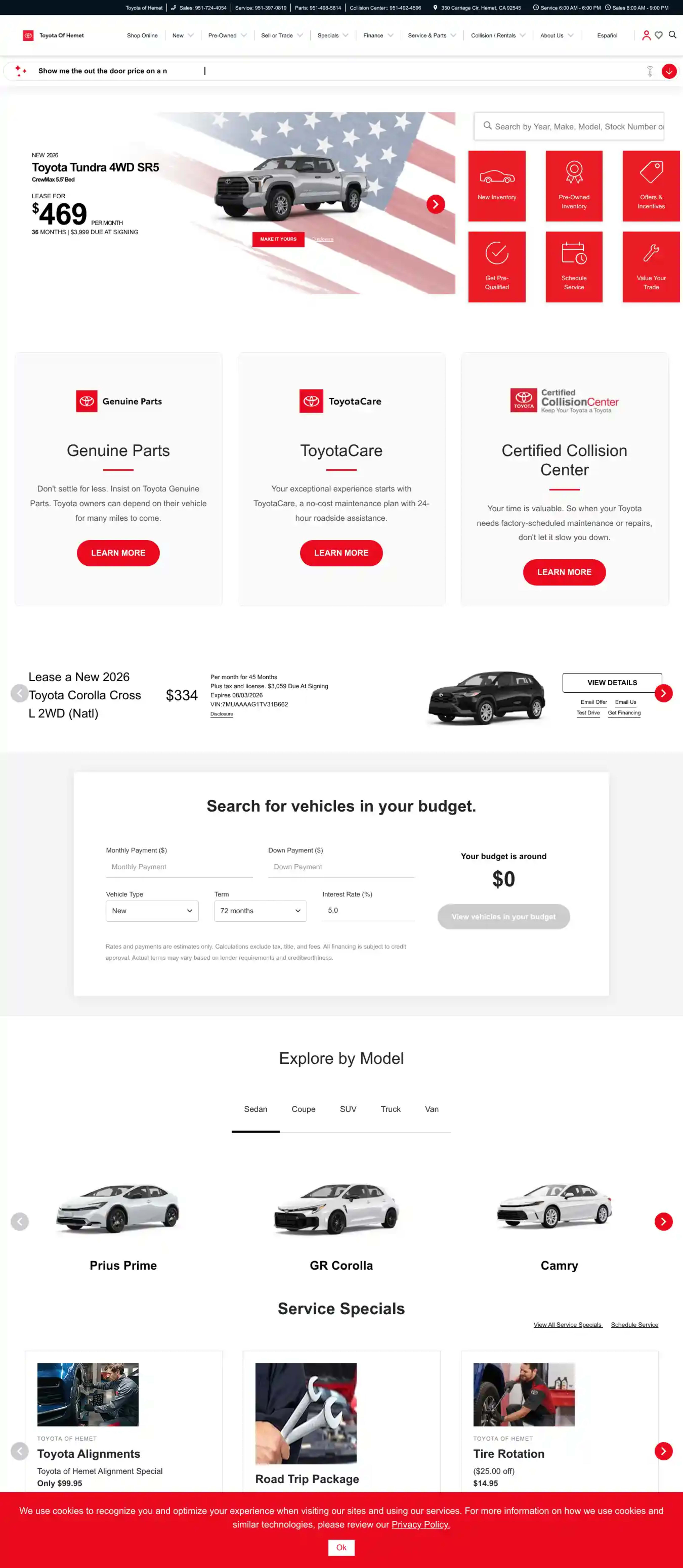 Screenshot of Toyota of Hemet