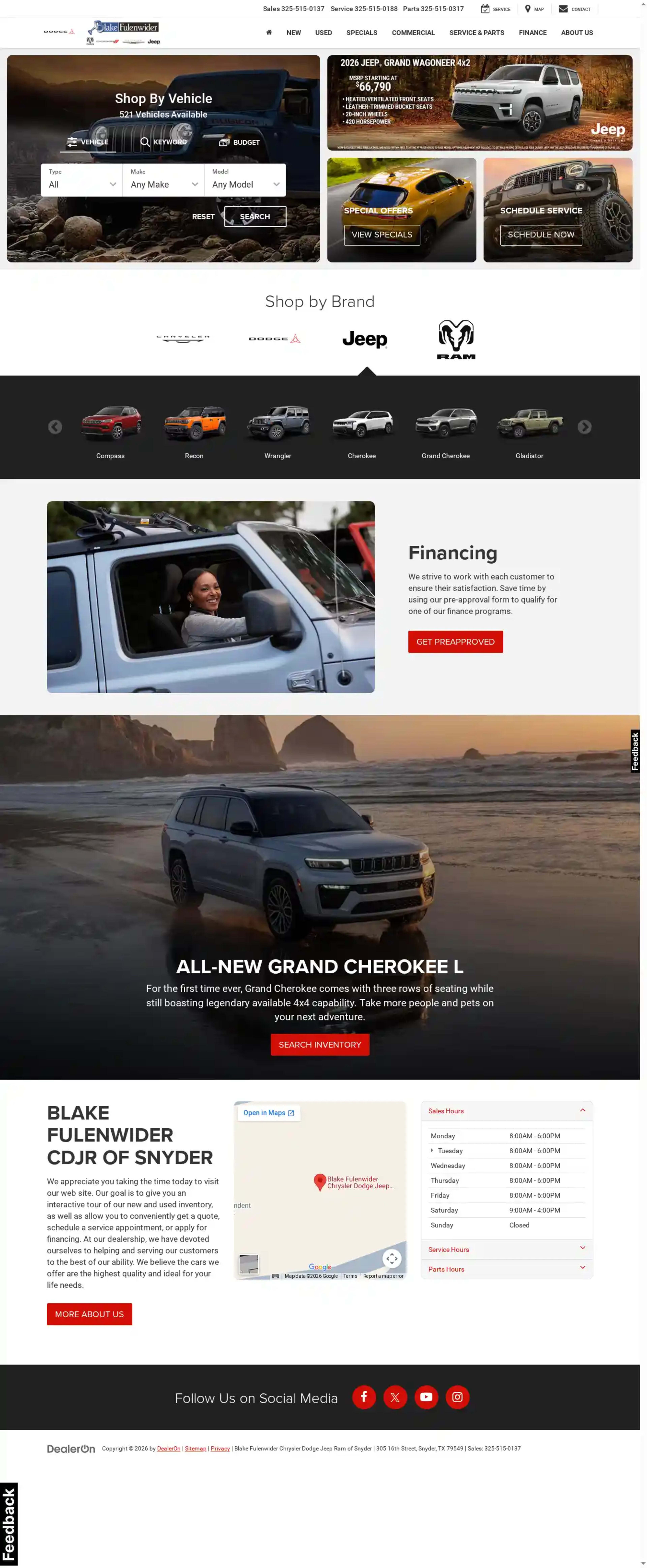 Screenshot of Blake Fulenwider Chrysler Dodge Jeep Ram of Snyder