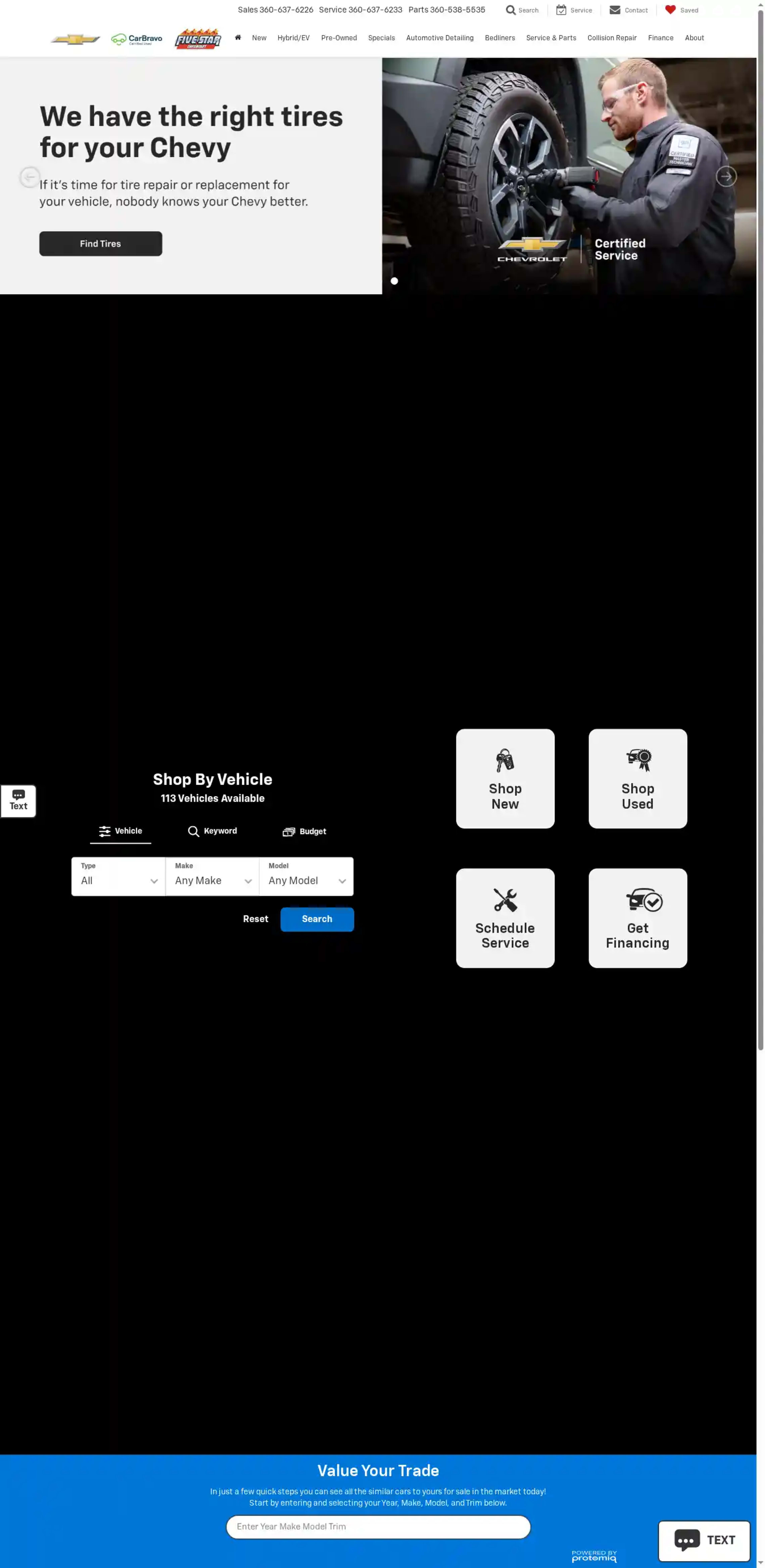 Screenshot of Five Star Chevrolet