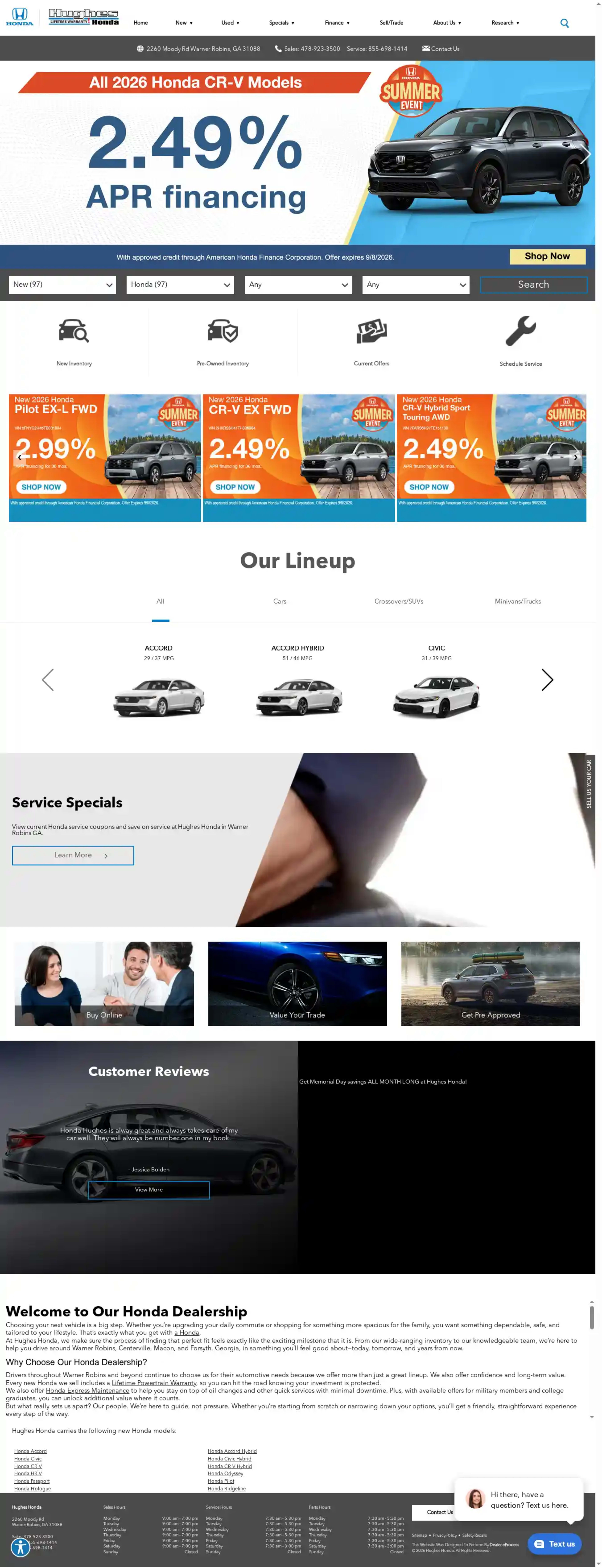 Screenshot of Hughes Honda