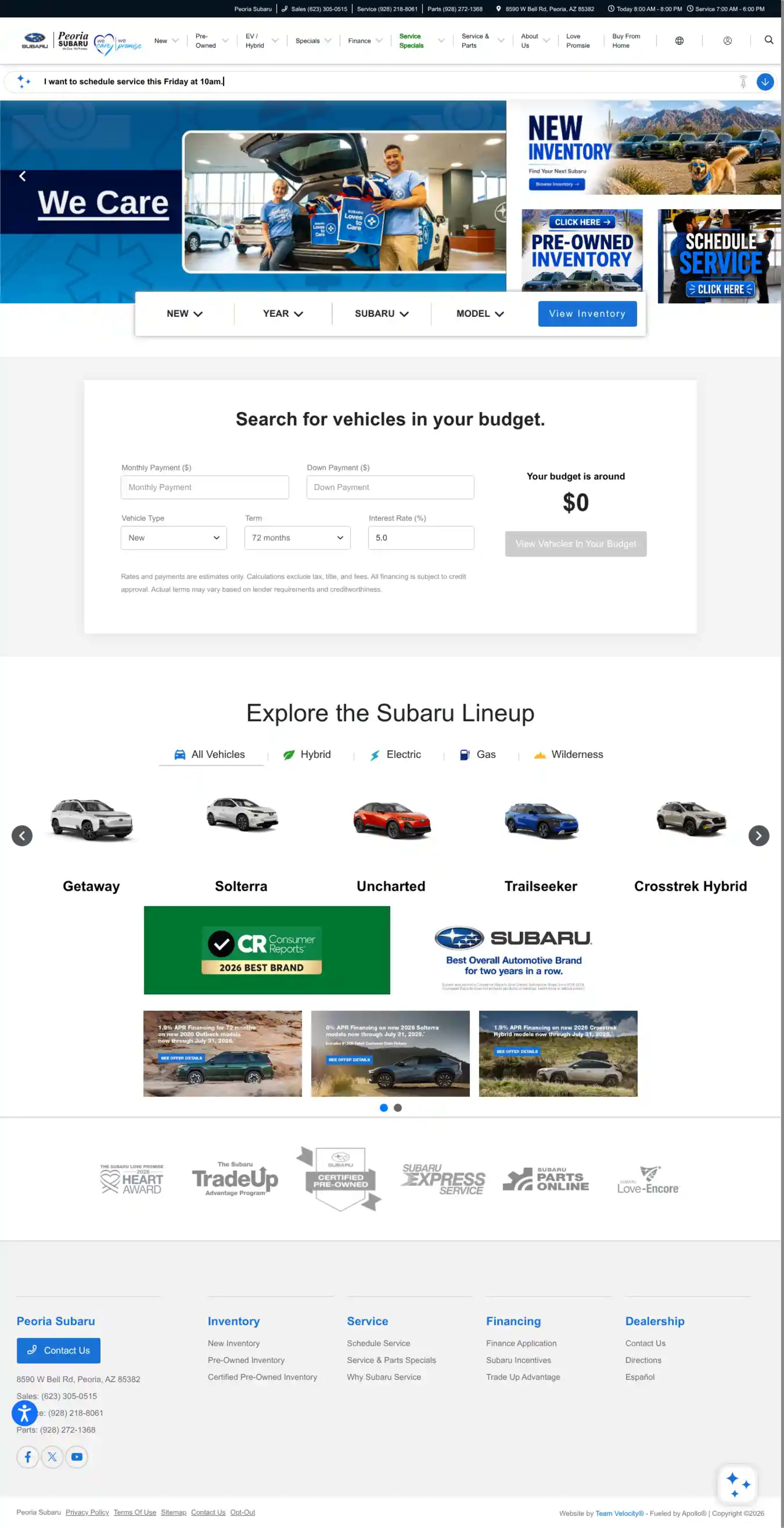 Screenshot of Peoria Subaru