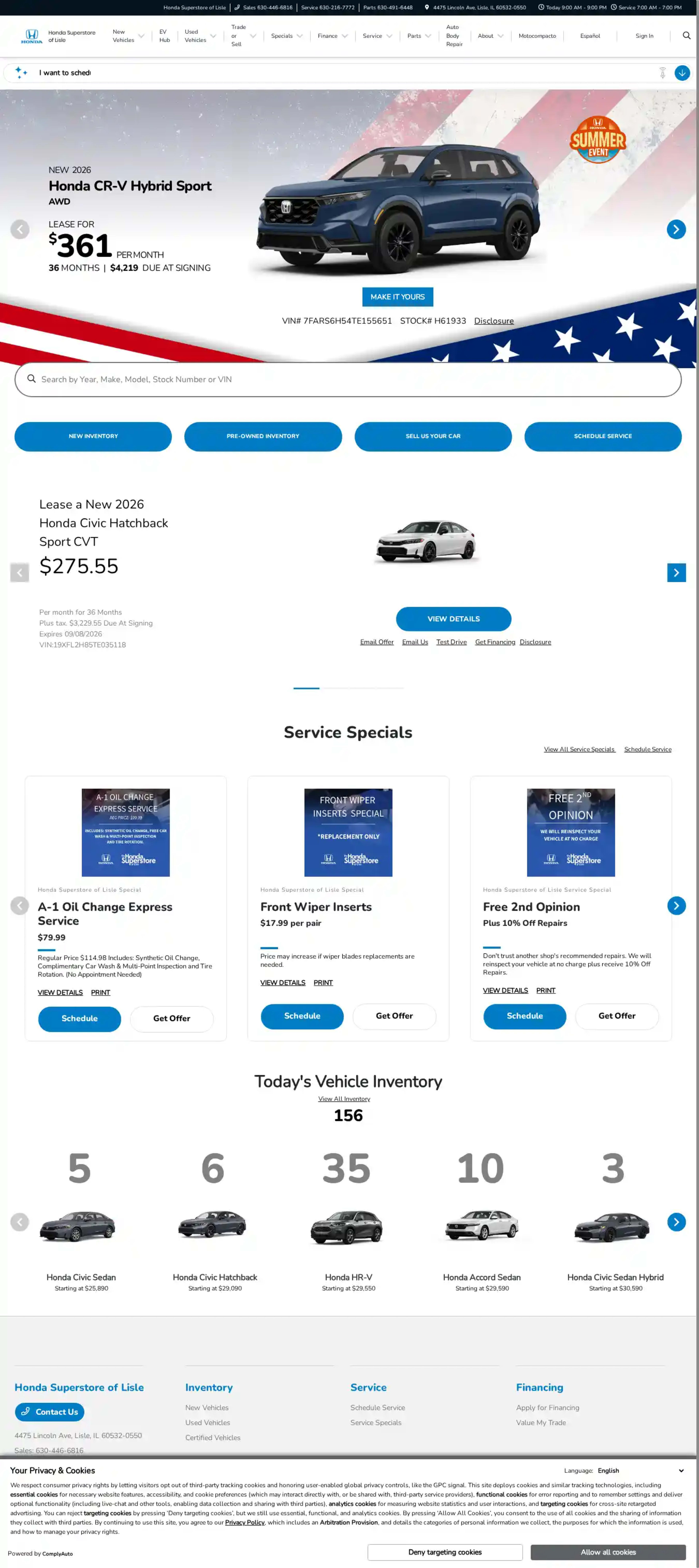 Screenshot of Honda Superstore of Lisle