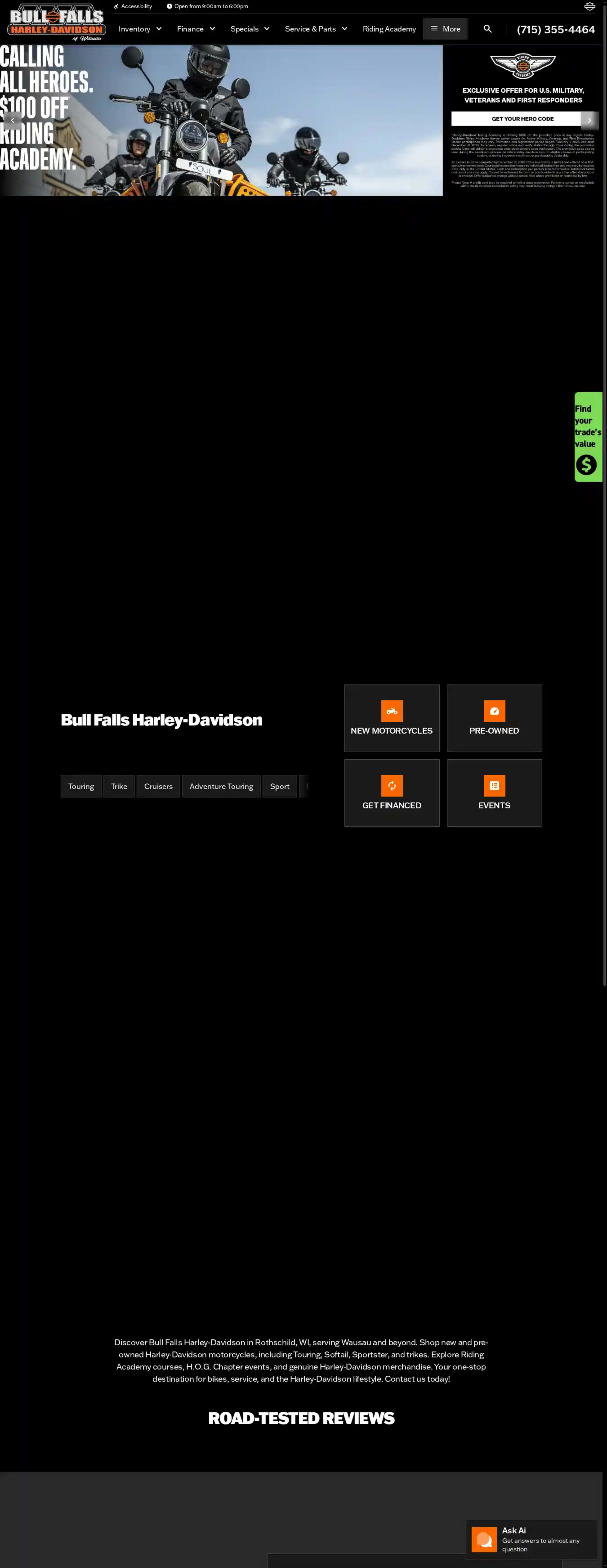 Screenshot of Bull Falls Harley-Davidson