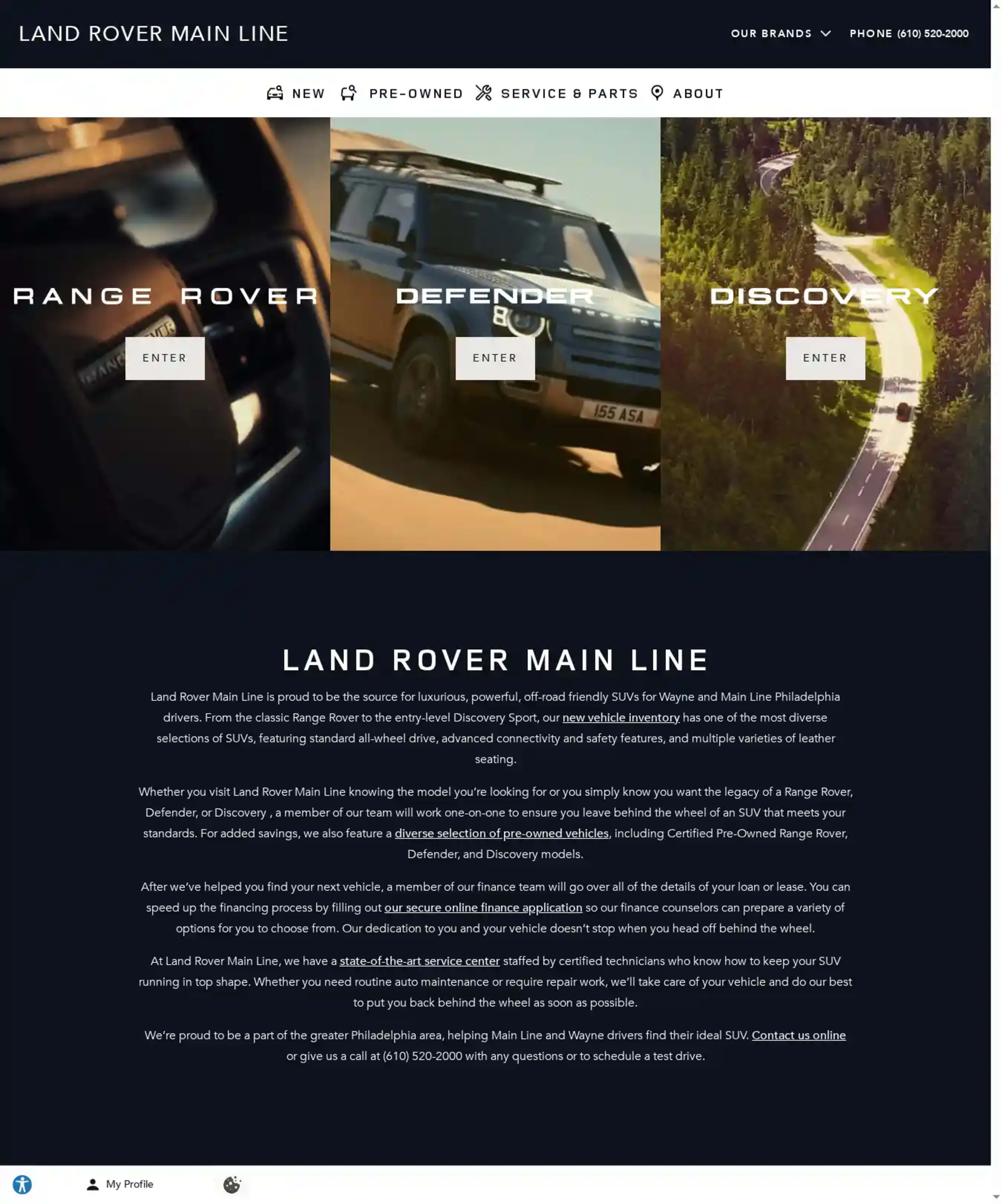 Screenshot of Land Rover Main Line