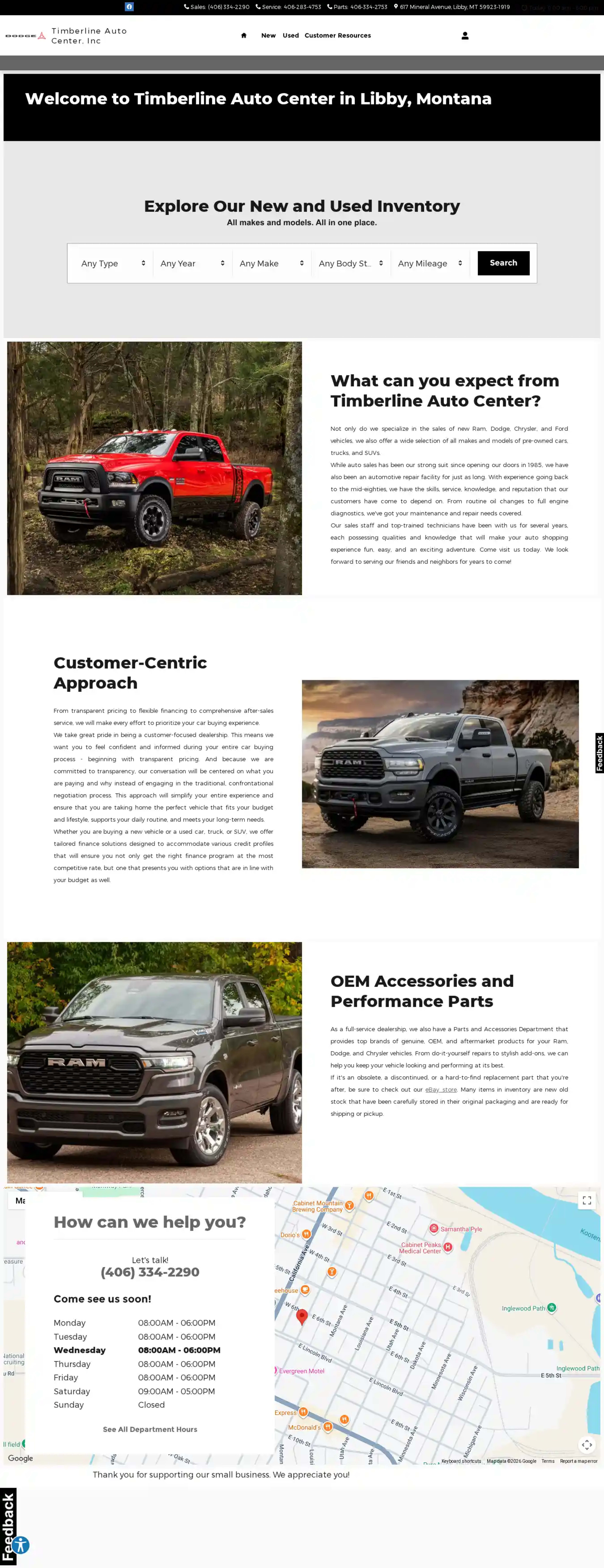 Screenshot of Timberline Auto Center