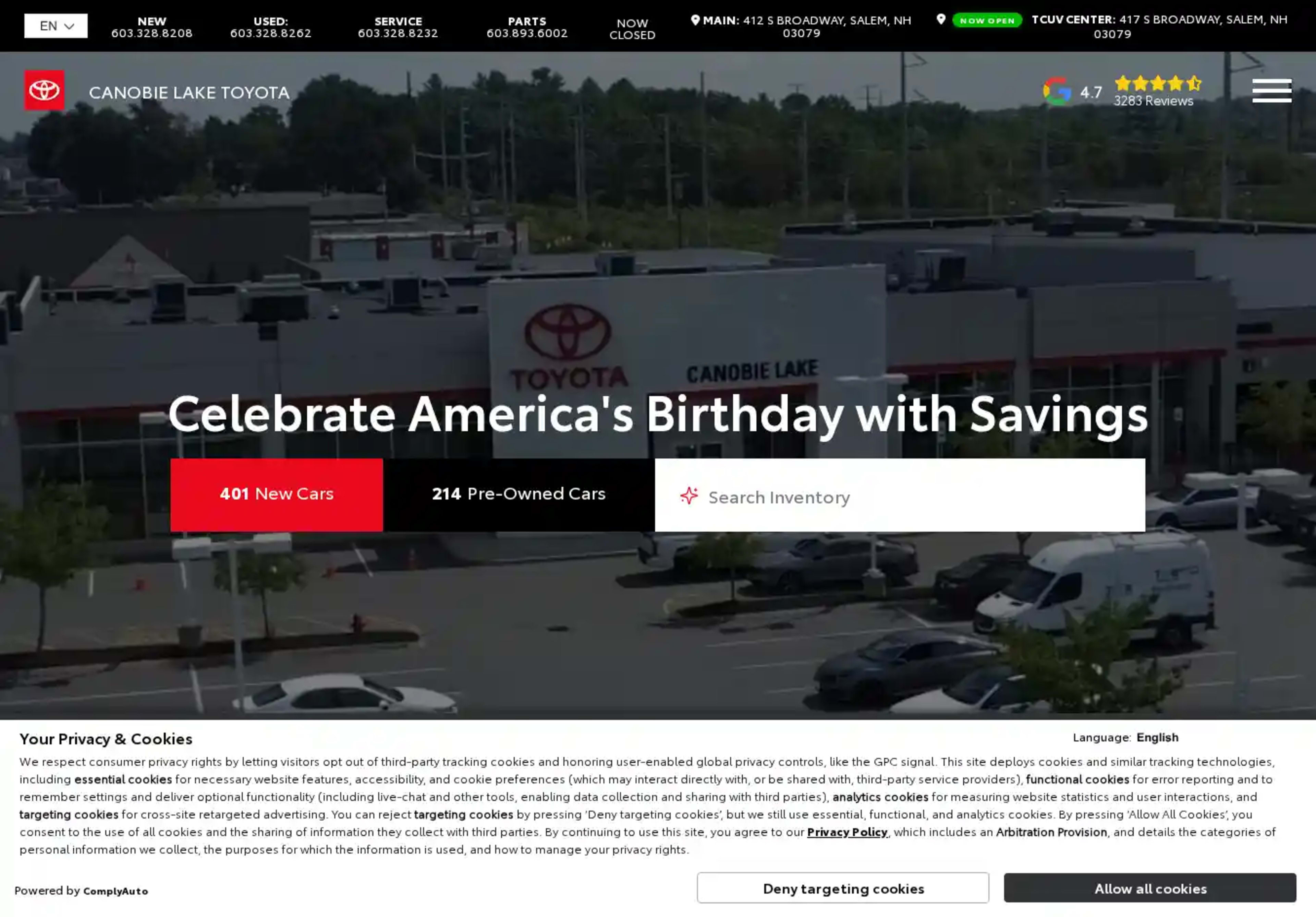 Screenshot of Canobie Lake Toyota