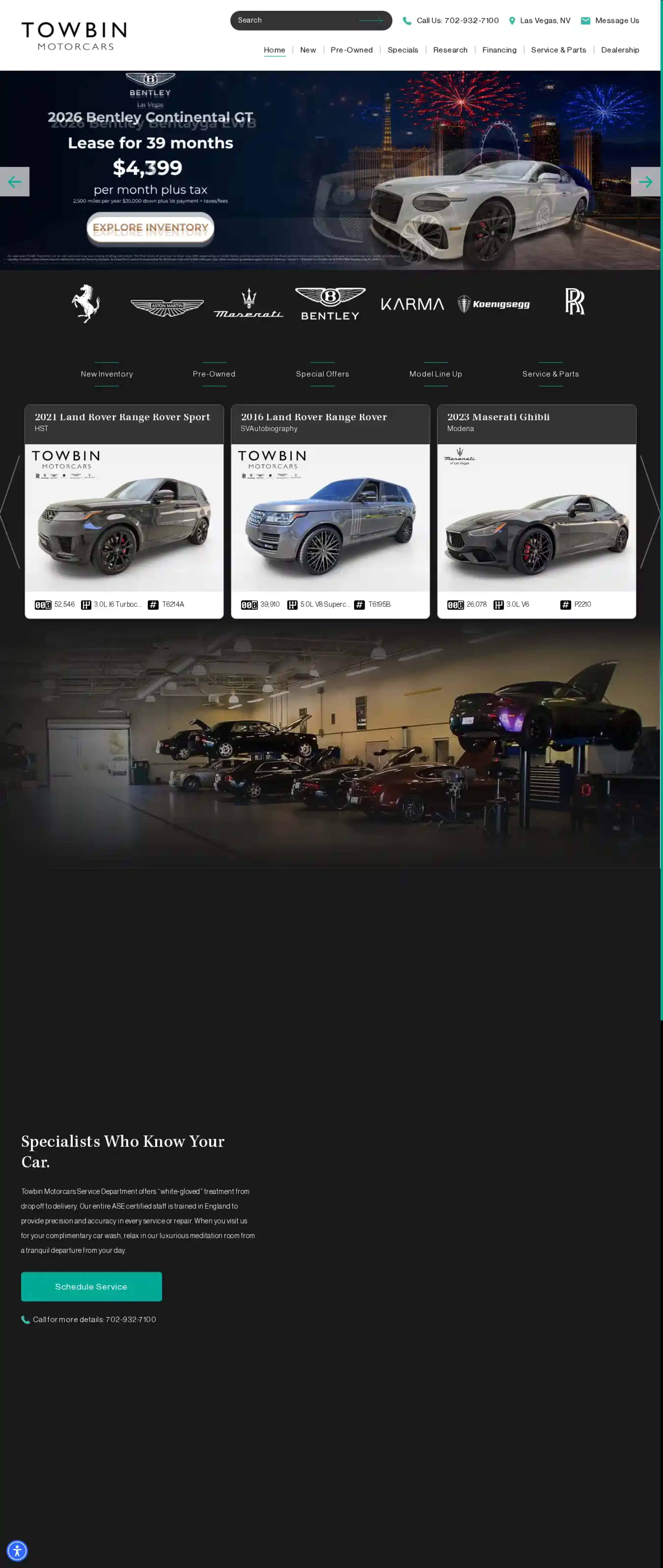 Screenshot of Towbin Motorcars