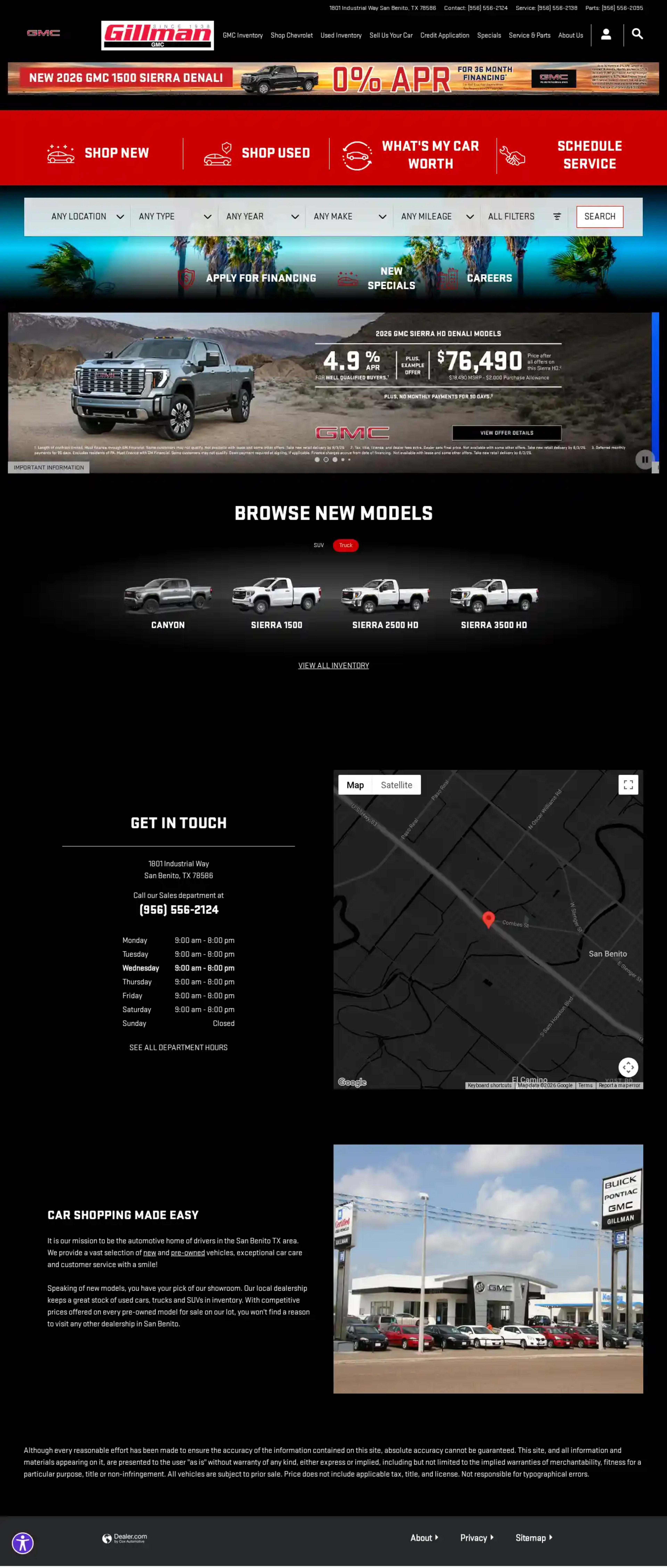 Screenshot of Gillman GMC of San Benito
