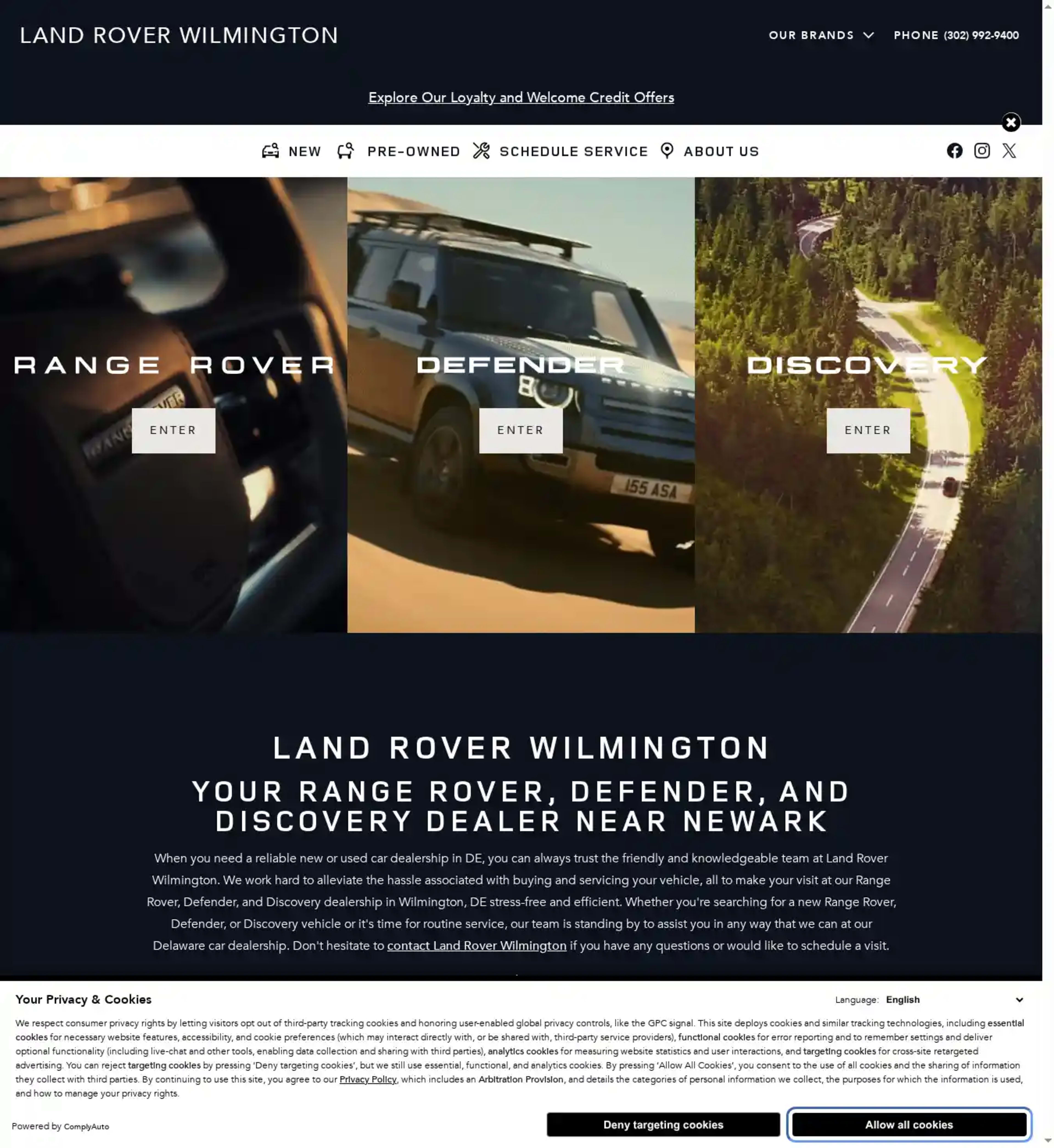 Screenshot of Land Rover Wilmington