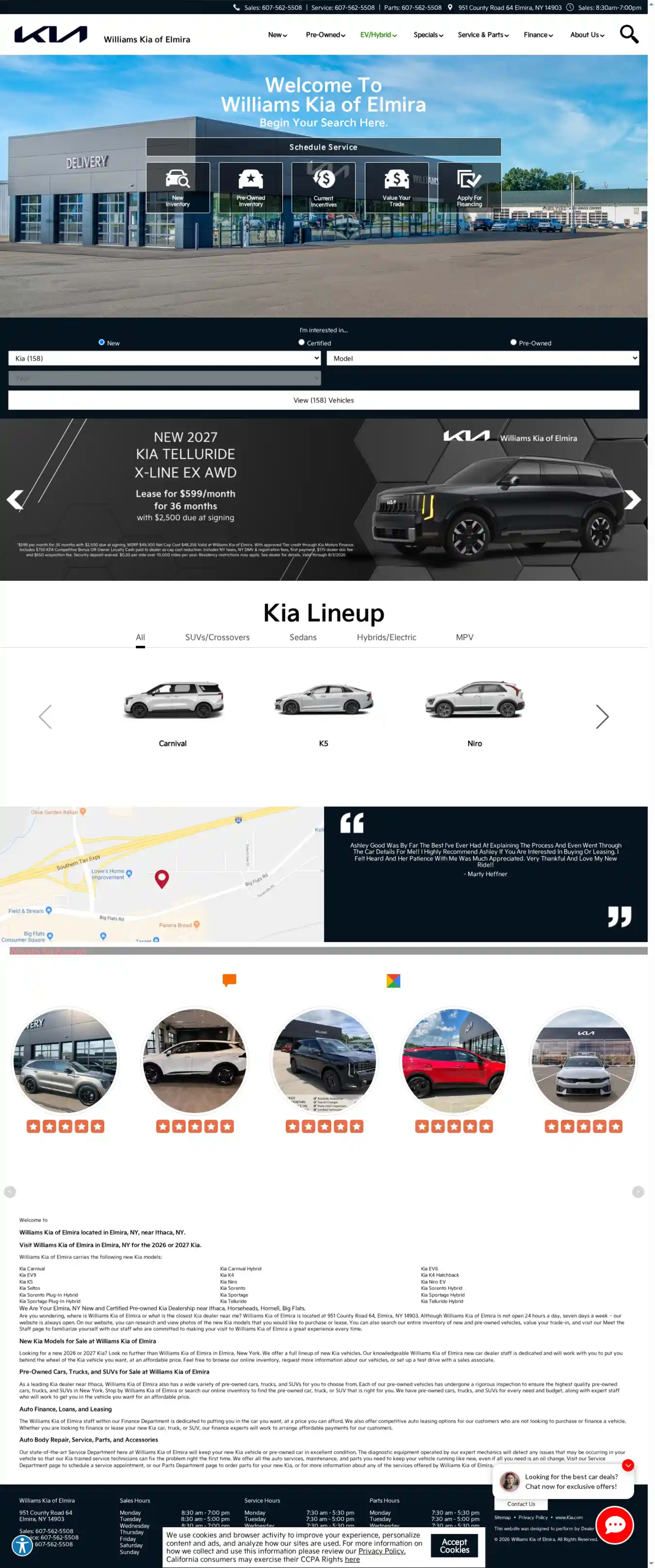 Screenshot of Williams Kia of Elmira
