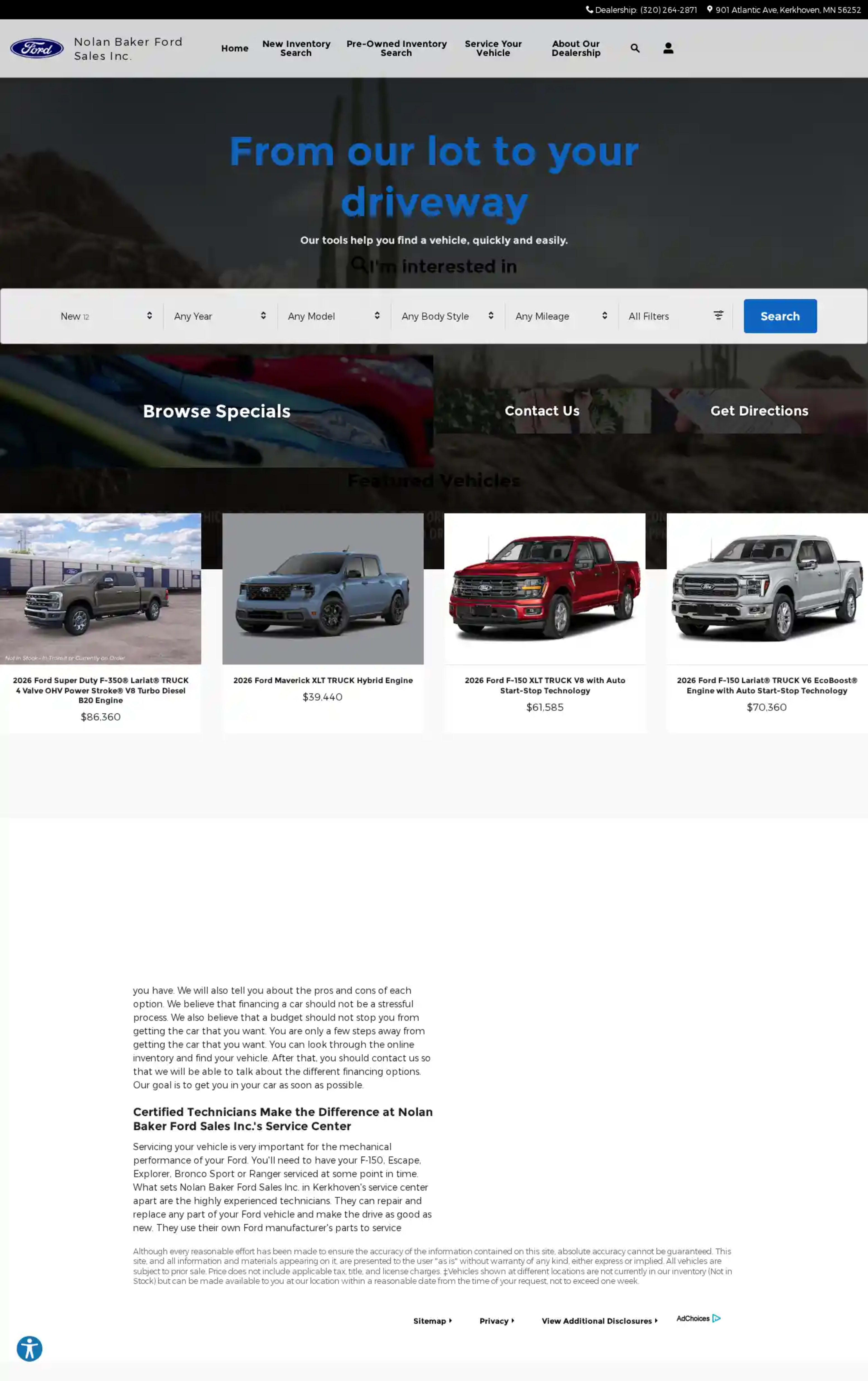 Screenshot of Nolan Baker Ford Sales Inc.