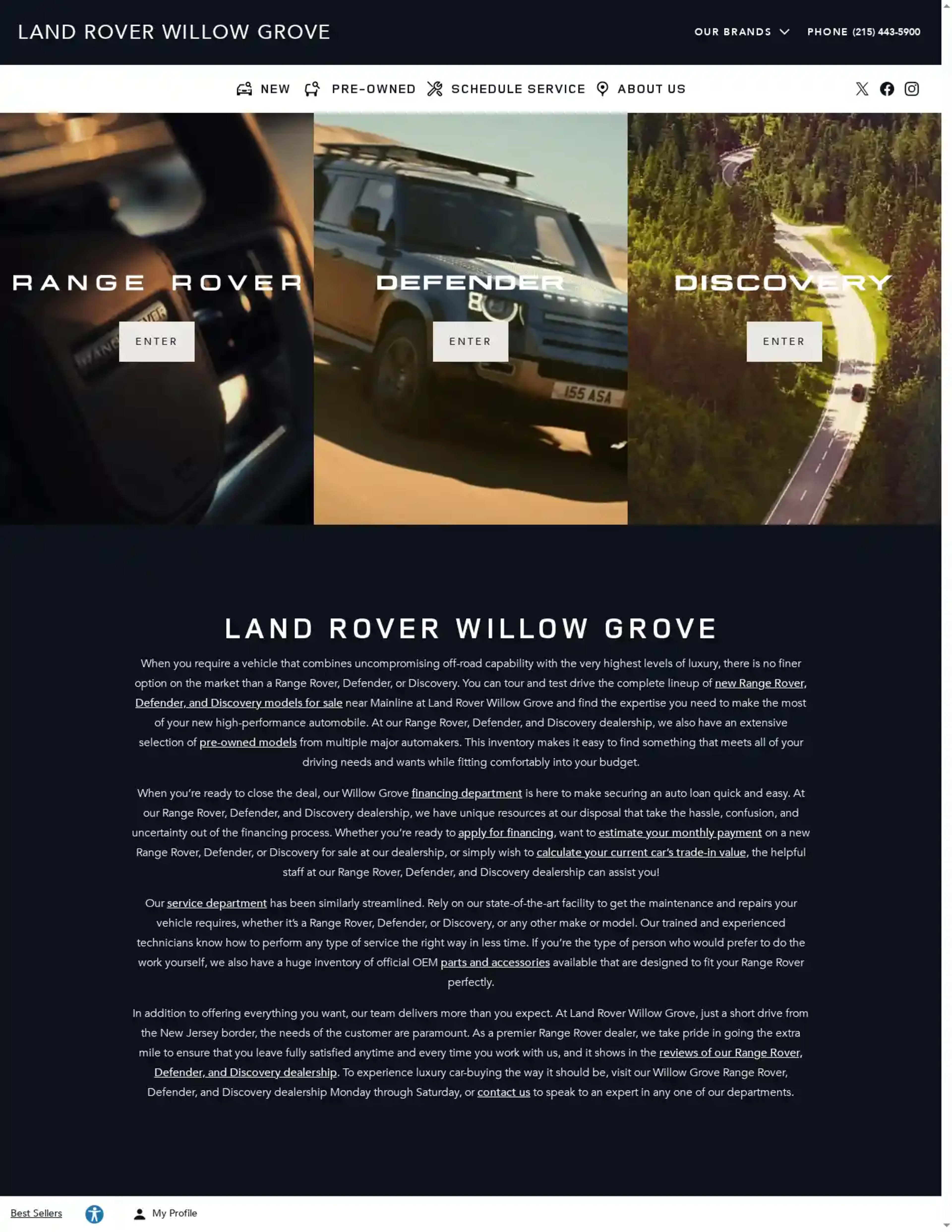 Screenshot of Land Rover Willow Grove