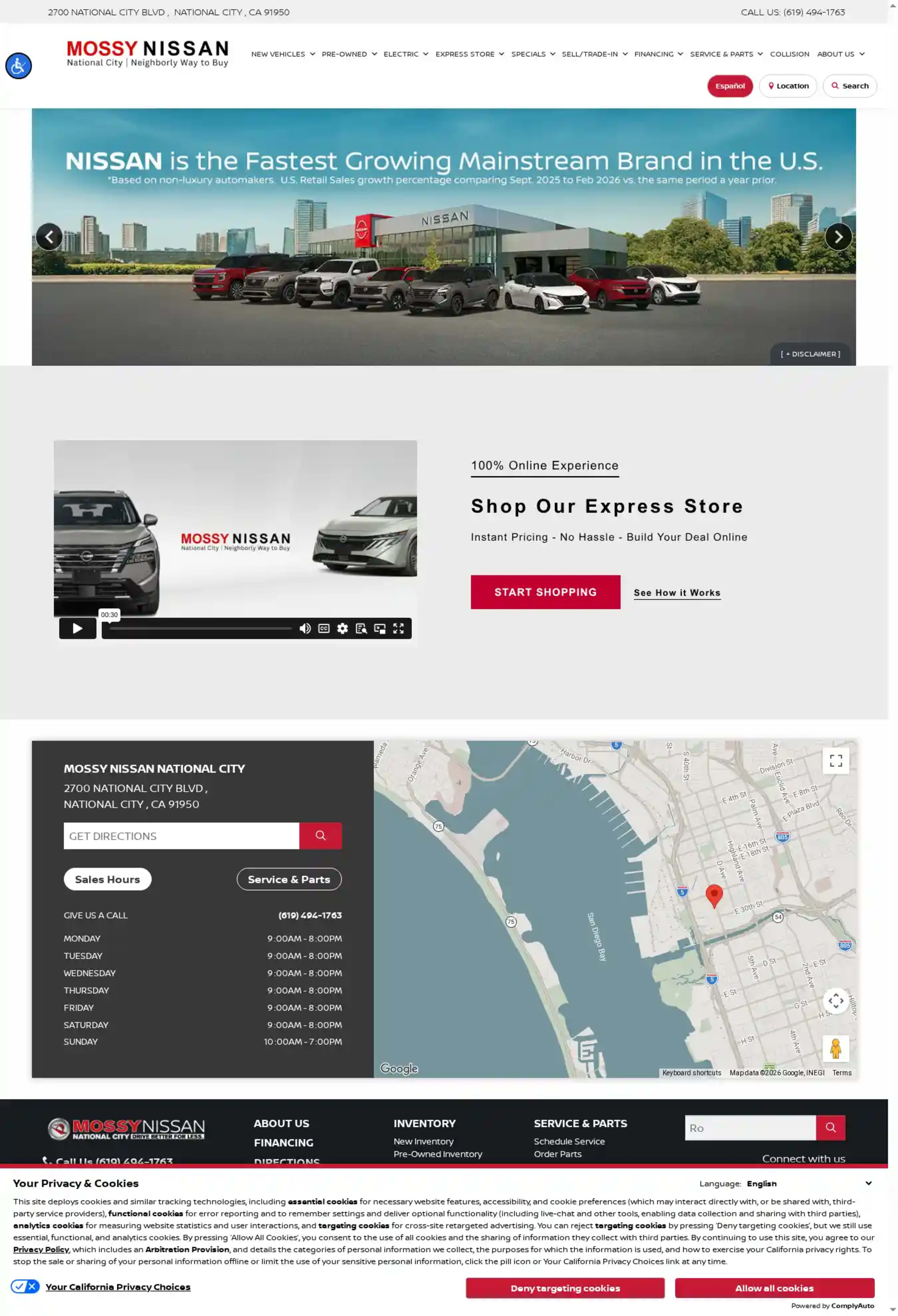 Screenshot of Mossy Nissan National City