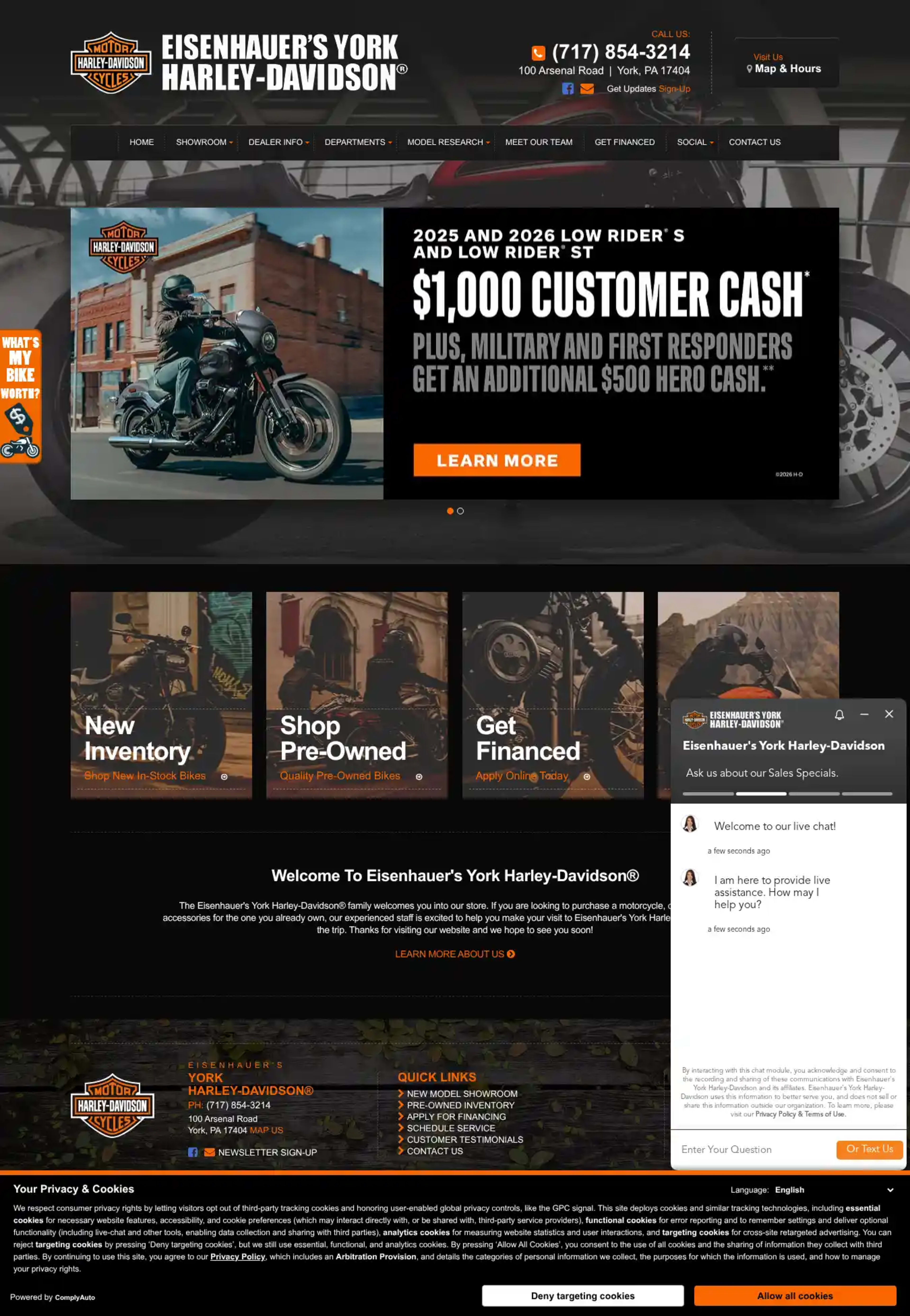 Screenshot of Eisenhauer's York Harley-Davidson