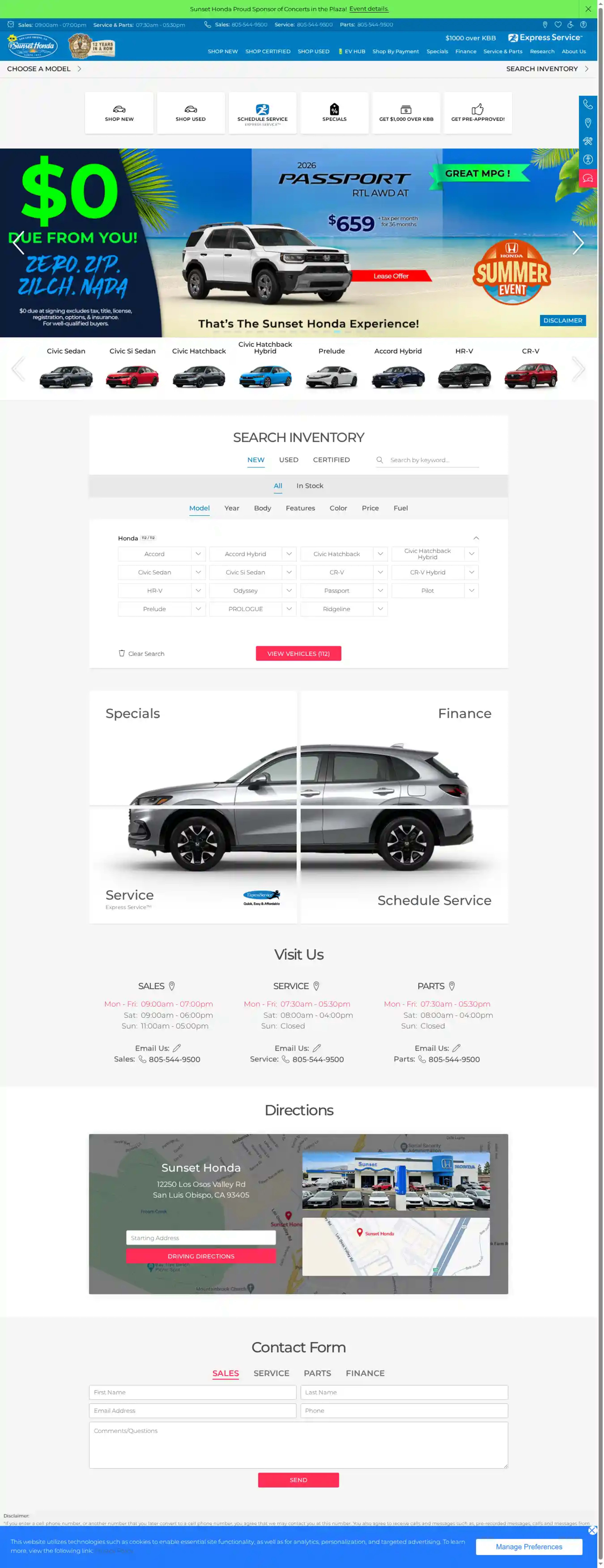 Screenshot of Sunset Honda