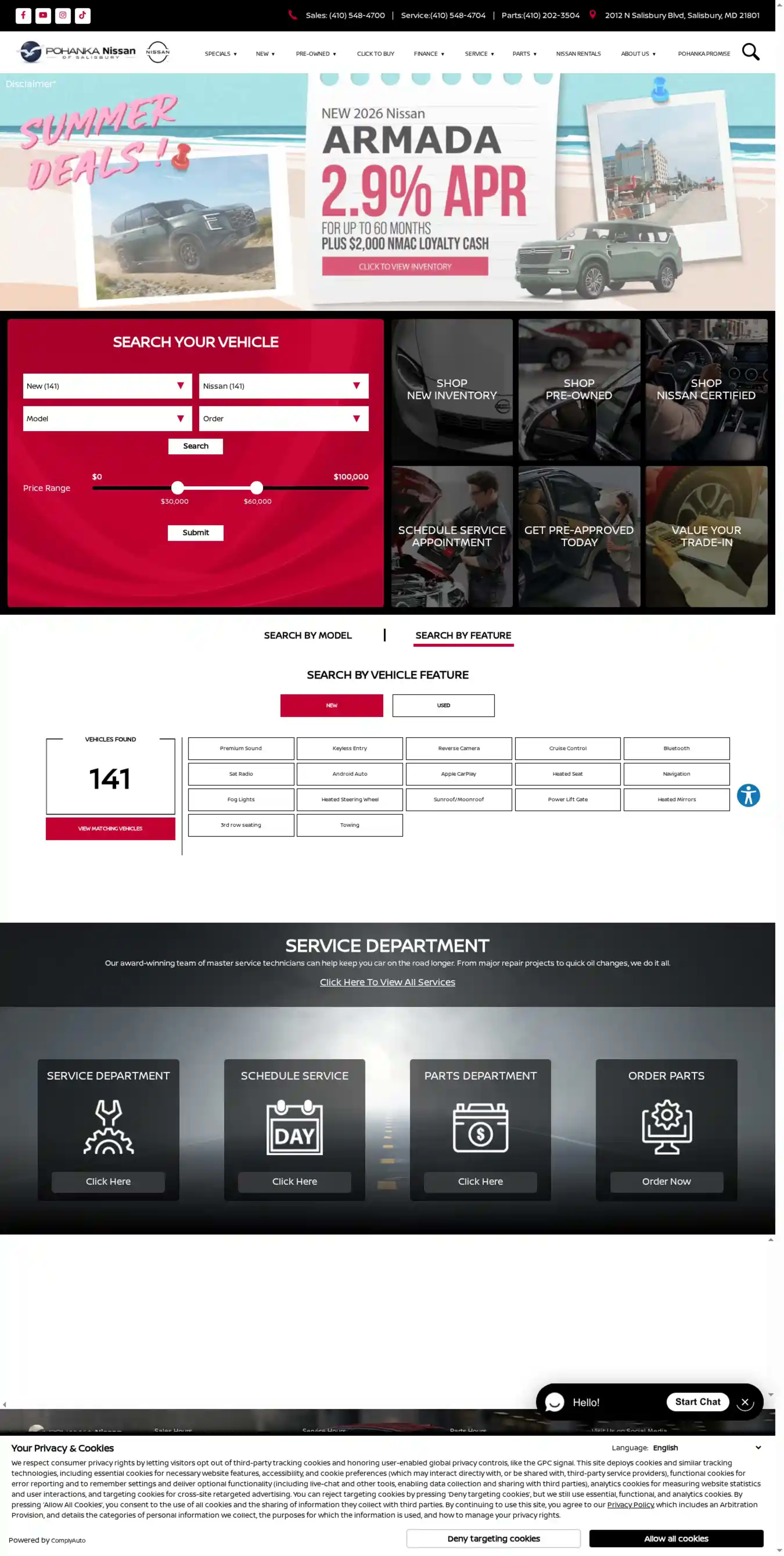 Screenshot of Pohanka Nissan of Salisbury