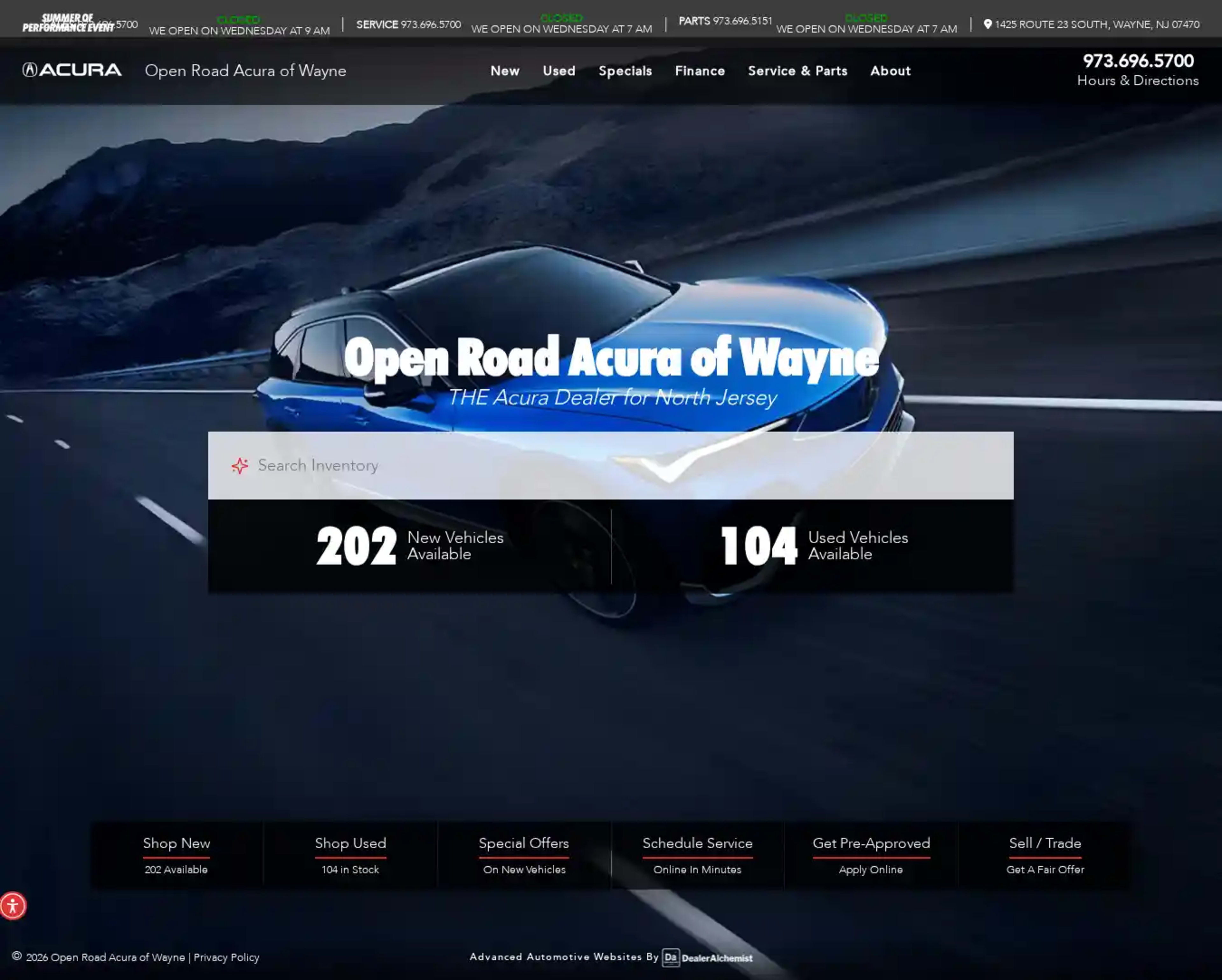Screenshot of Open Road Acura of Wayne
