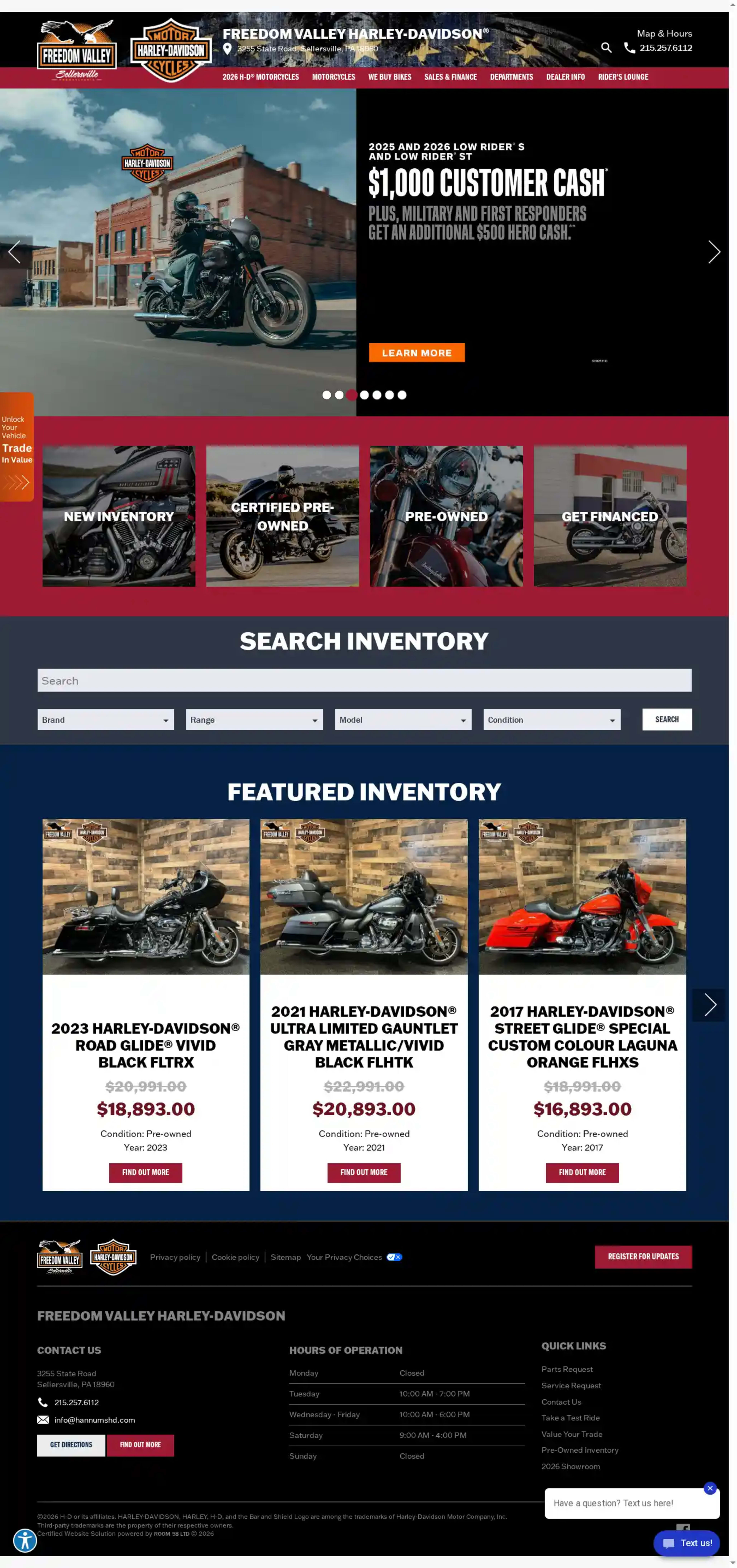 Screenshot of Freedom Valley Harley-Davidson