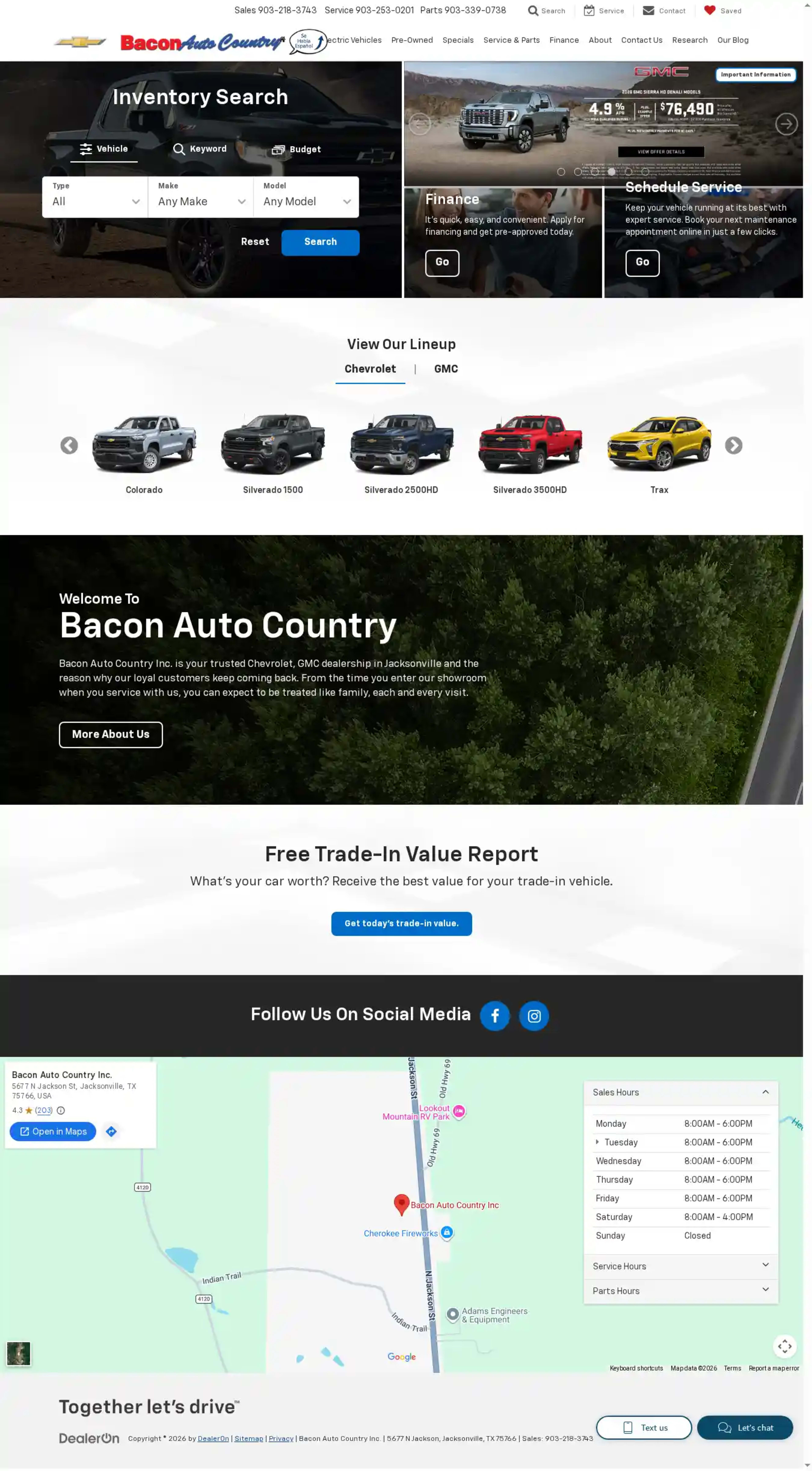 Screenshot of Bacon Auto Country Inc.