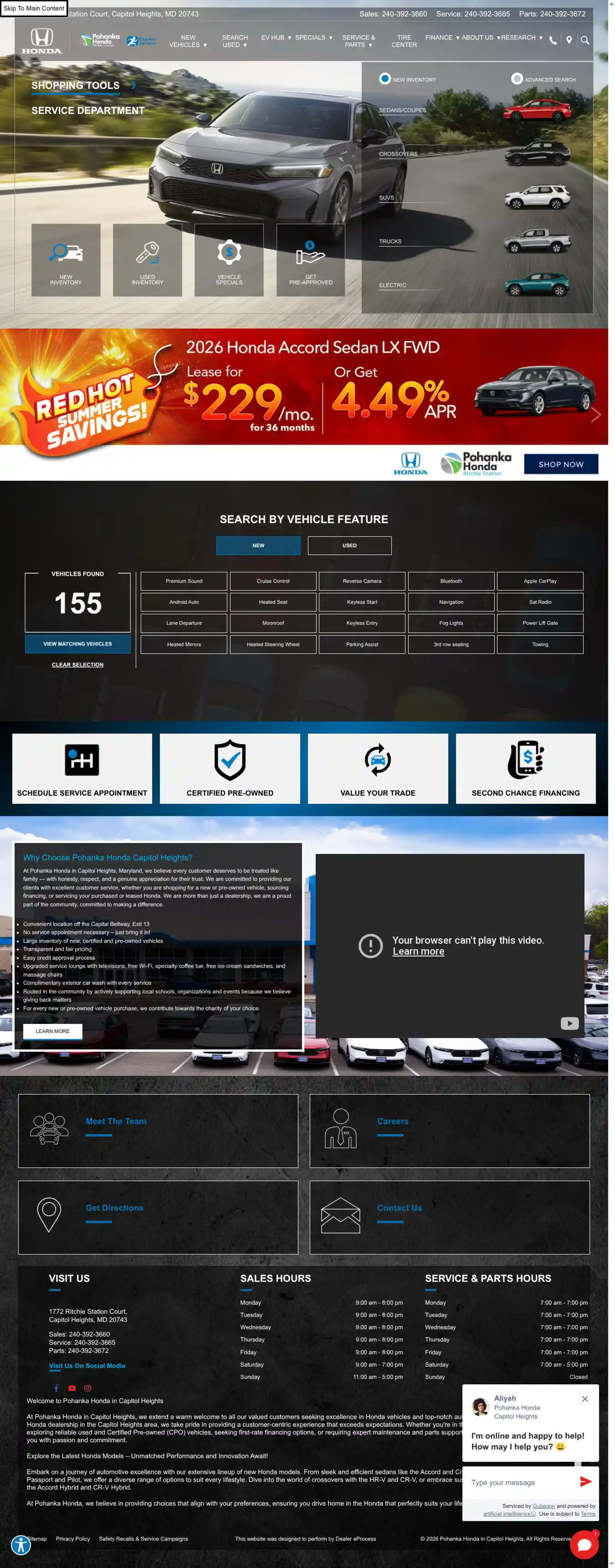 Screenshot of Pohanka Honda, Capitol Heights
