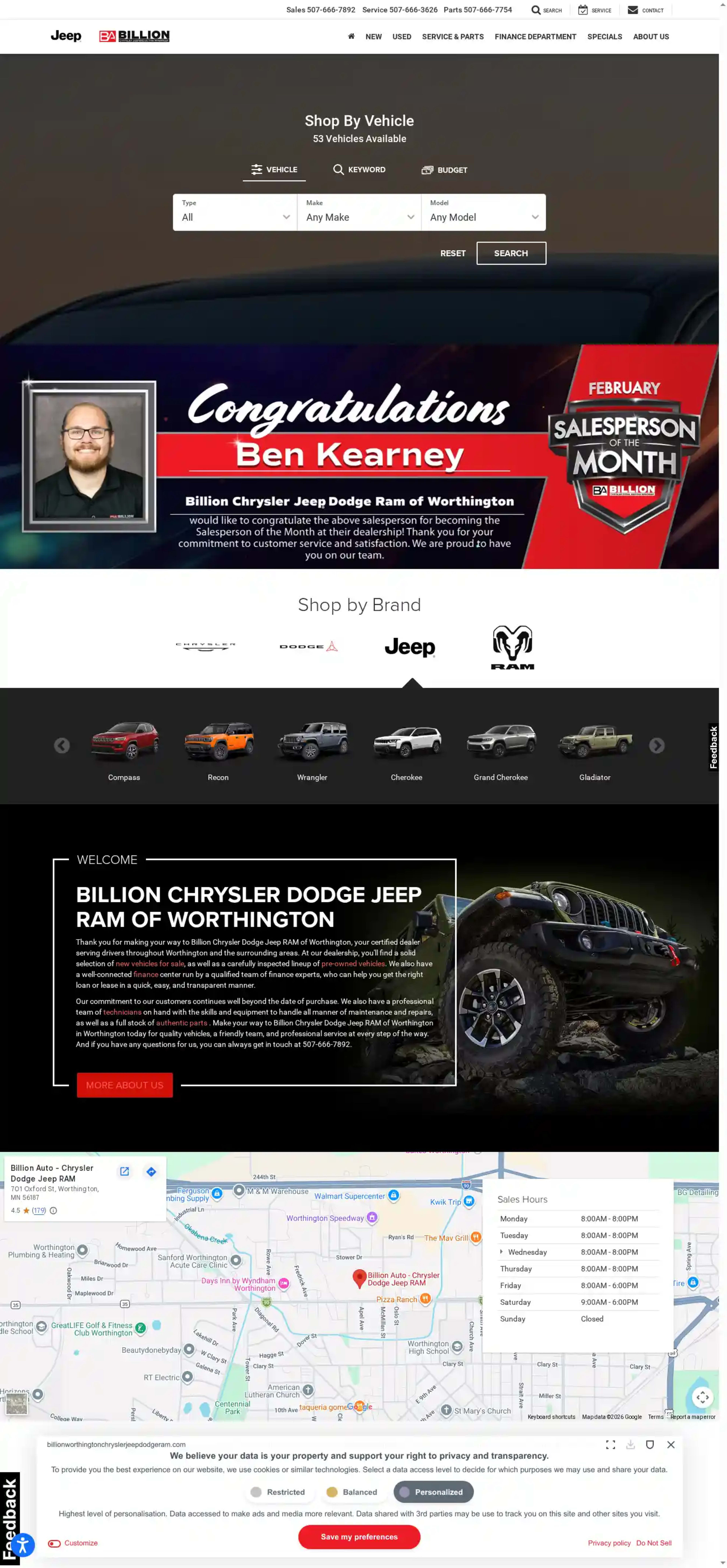 Screenshot of Billion Chrysler Dodge Jeep RAM of Worthington