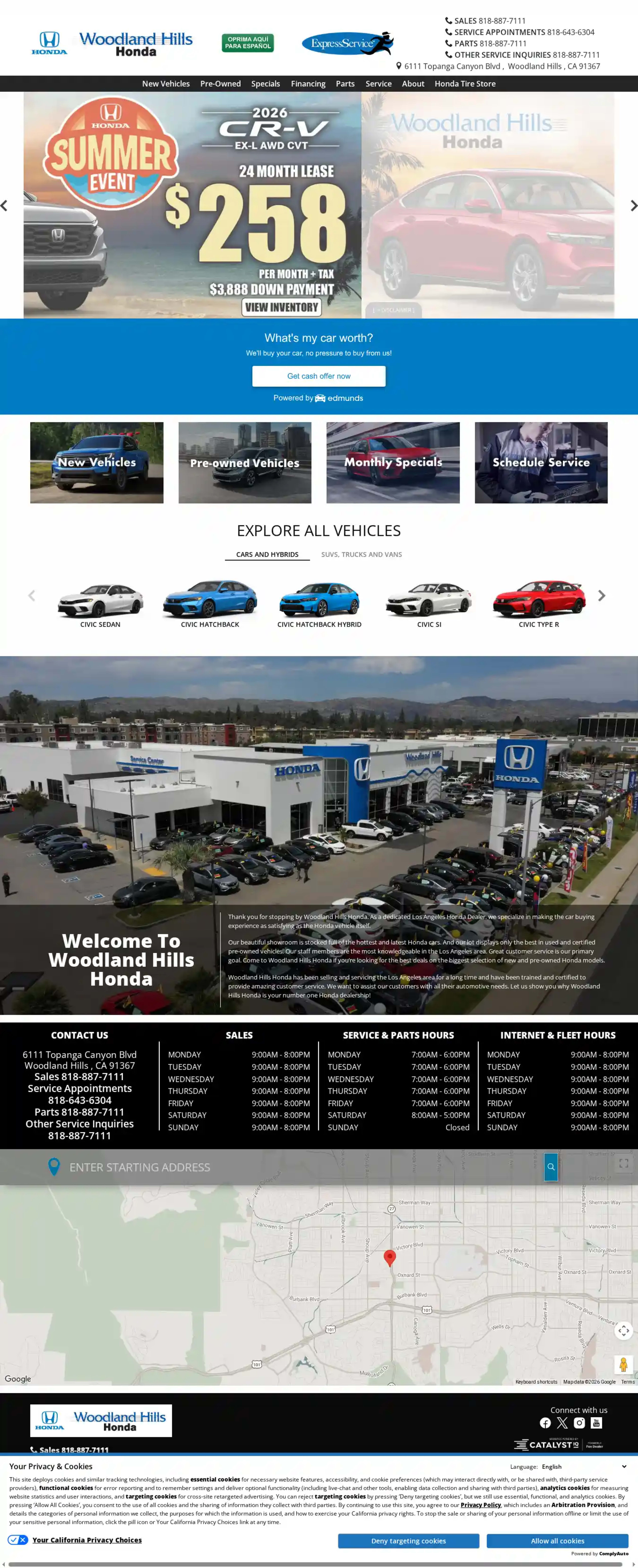 Screenshot of Woodland Hills Honda