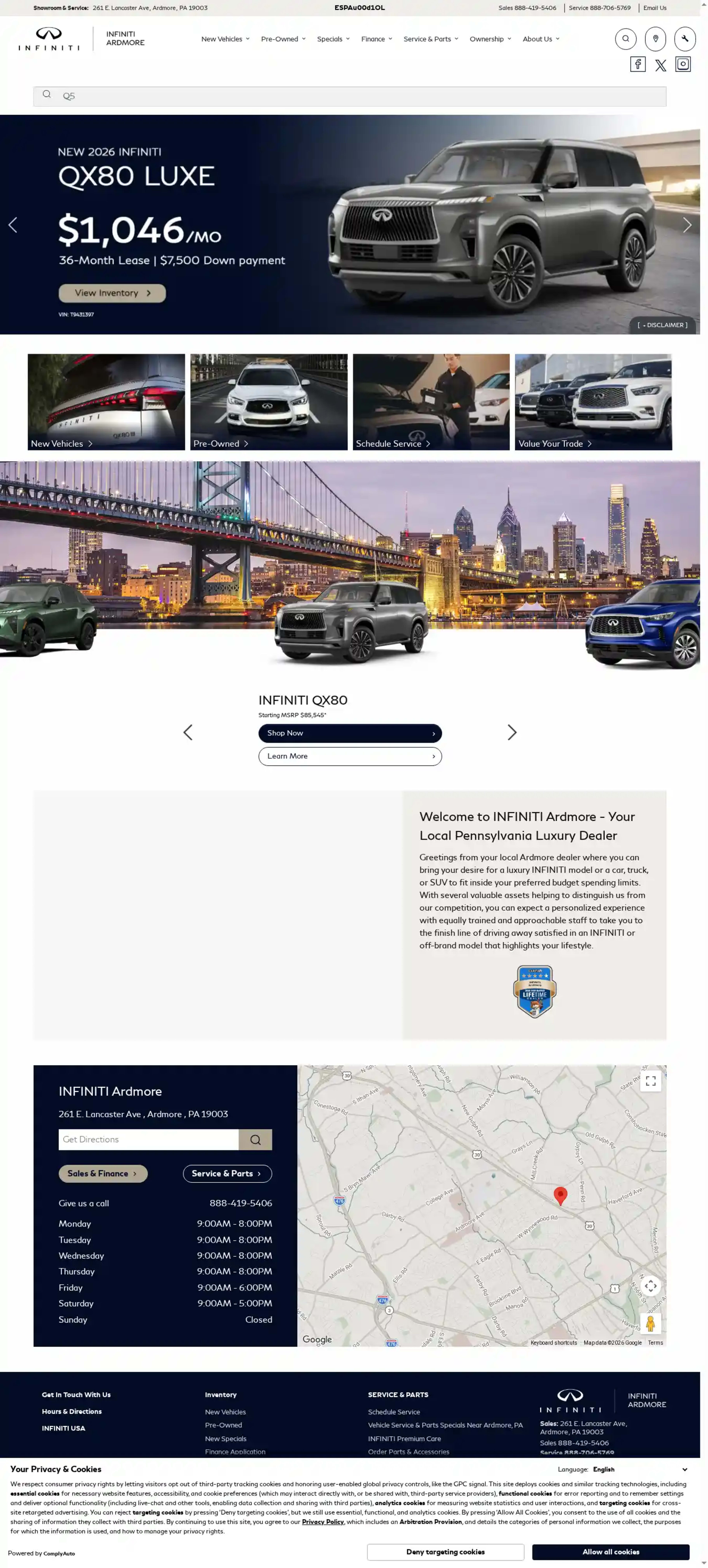 Screenshot of Infiniti Ardmore