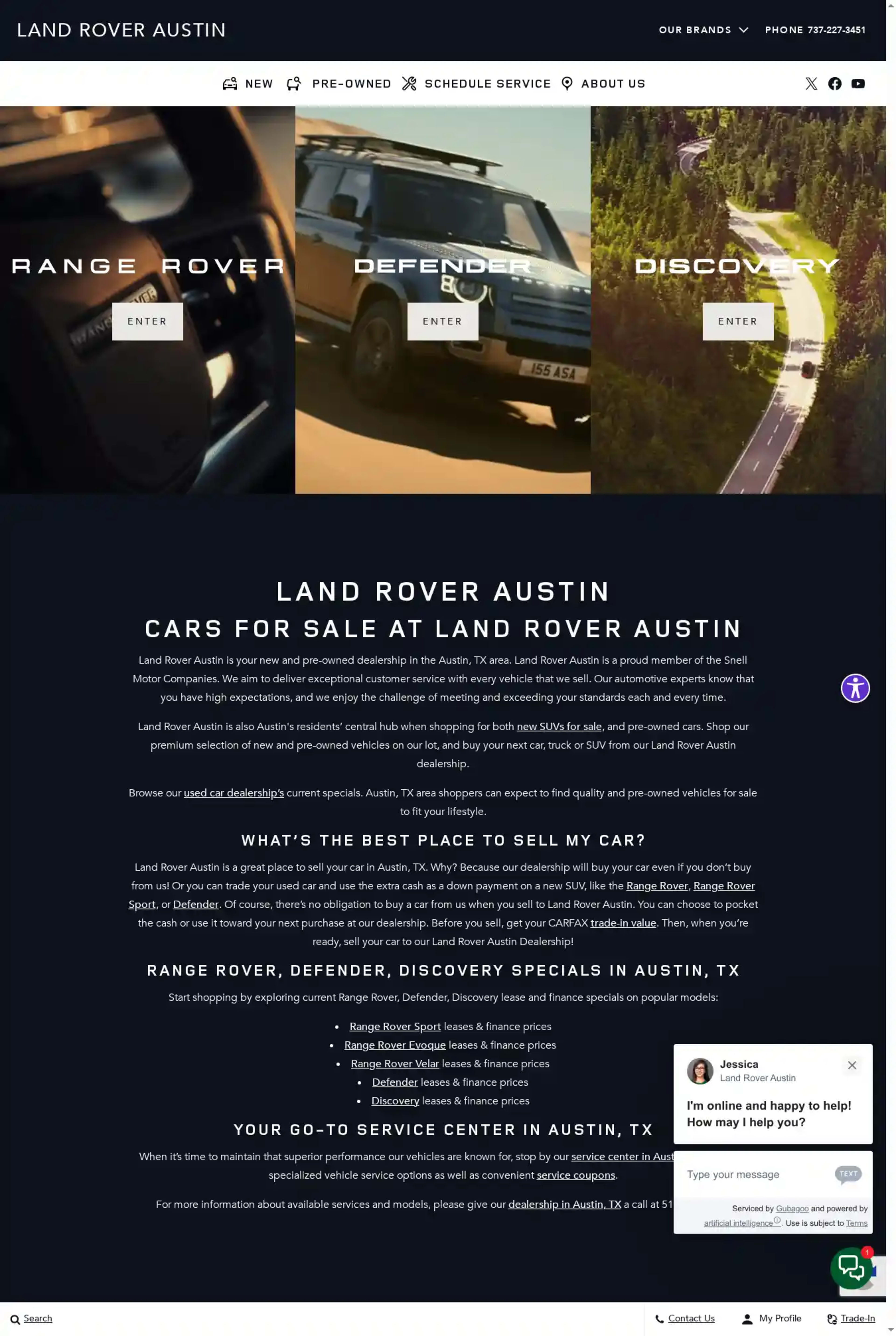 Screenshot of Land Rover Austin
