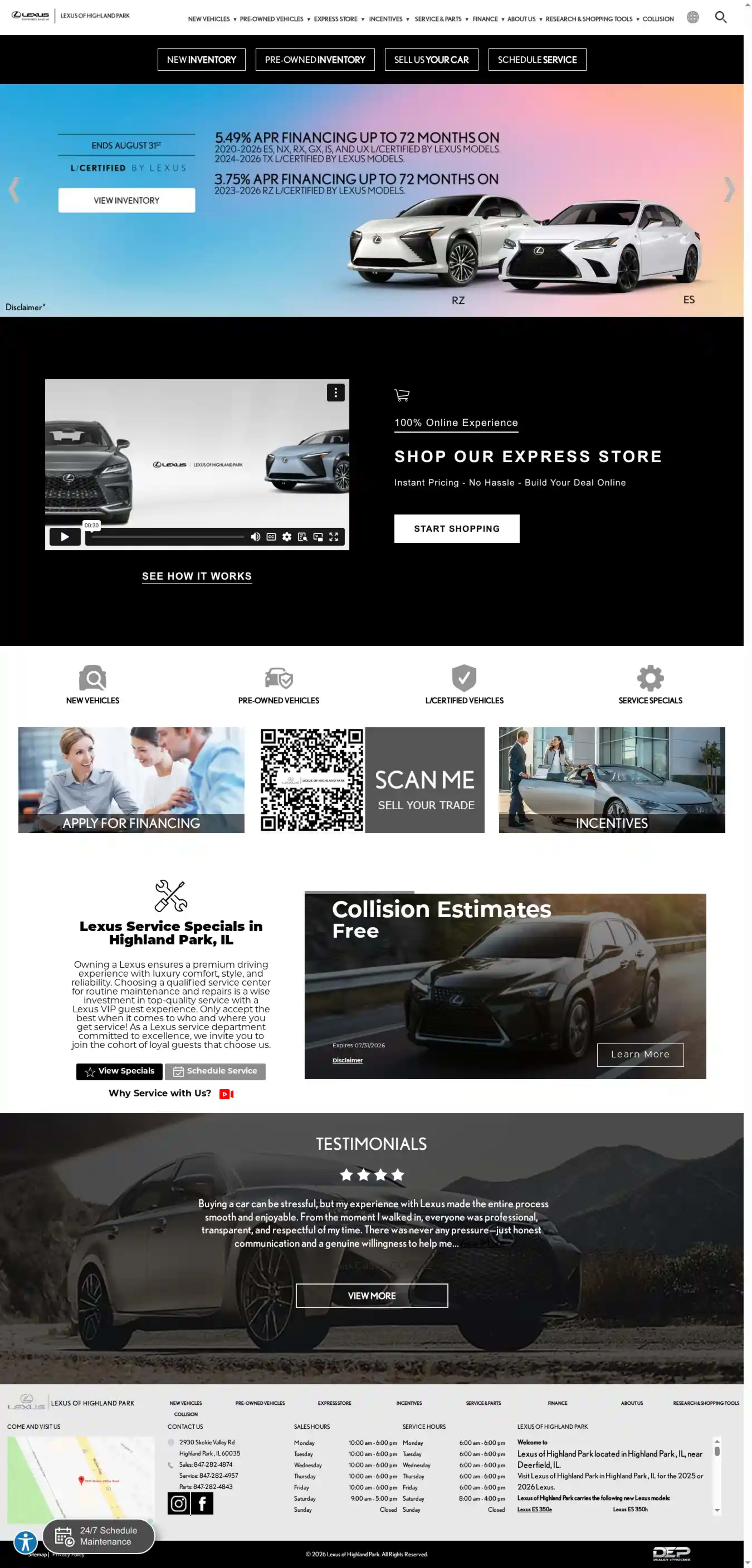 Screenshot of Lexus of Highland Park