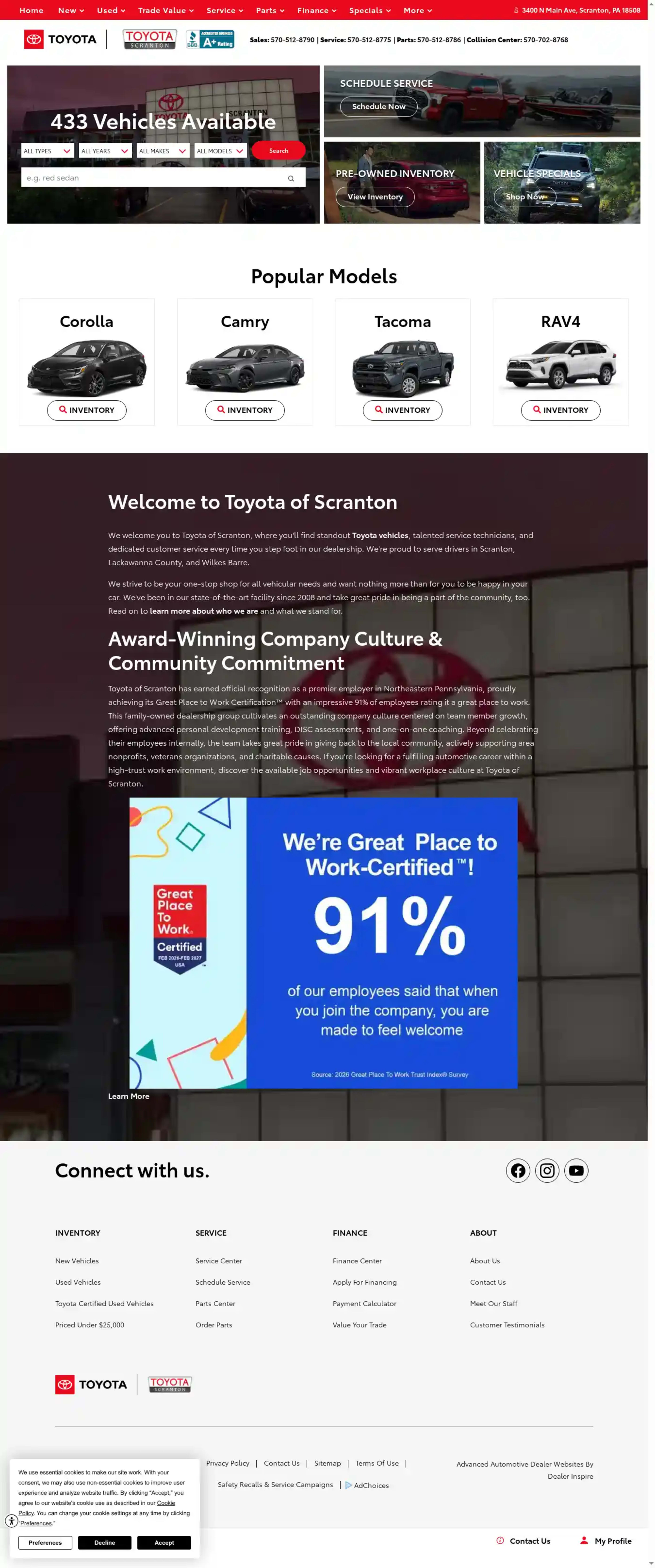 Screenshot of Toyota of Scranton