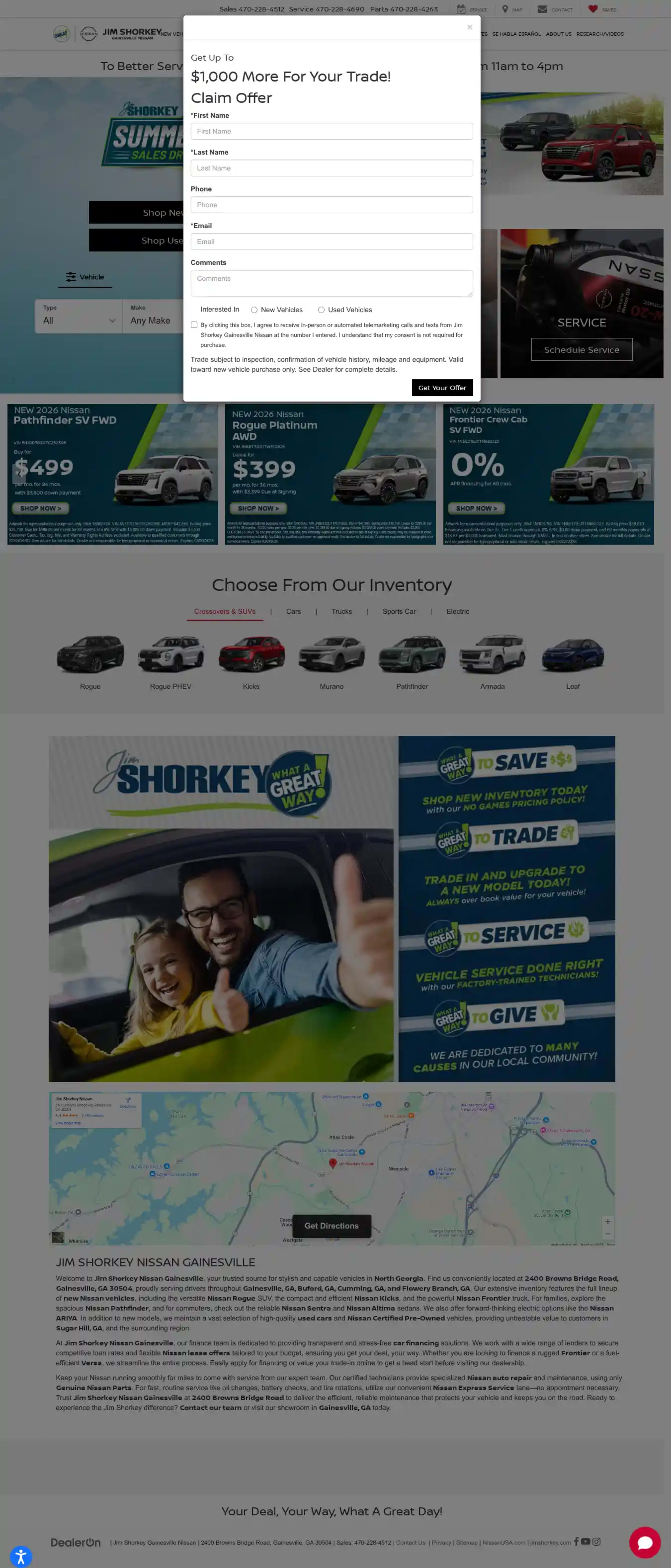 Screenshot of Jim Shorkey Gainesville Nissan