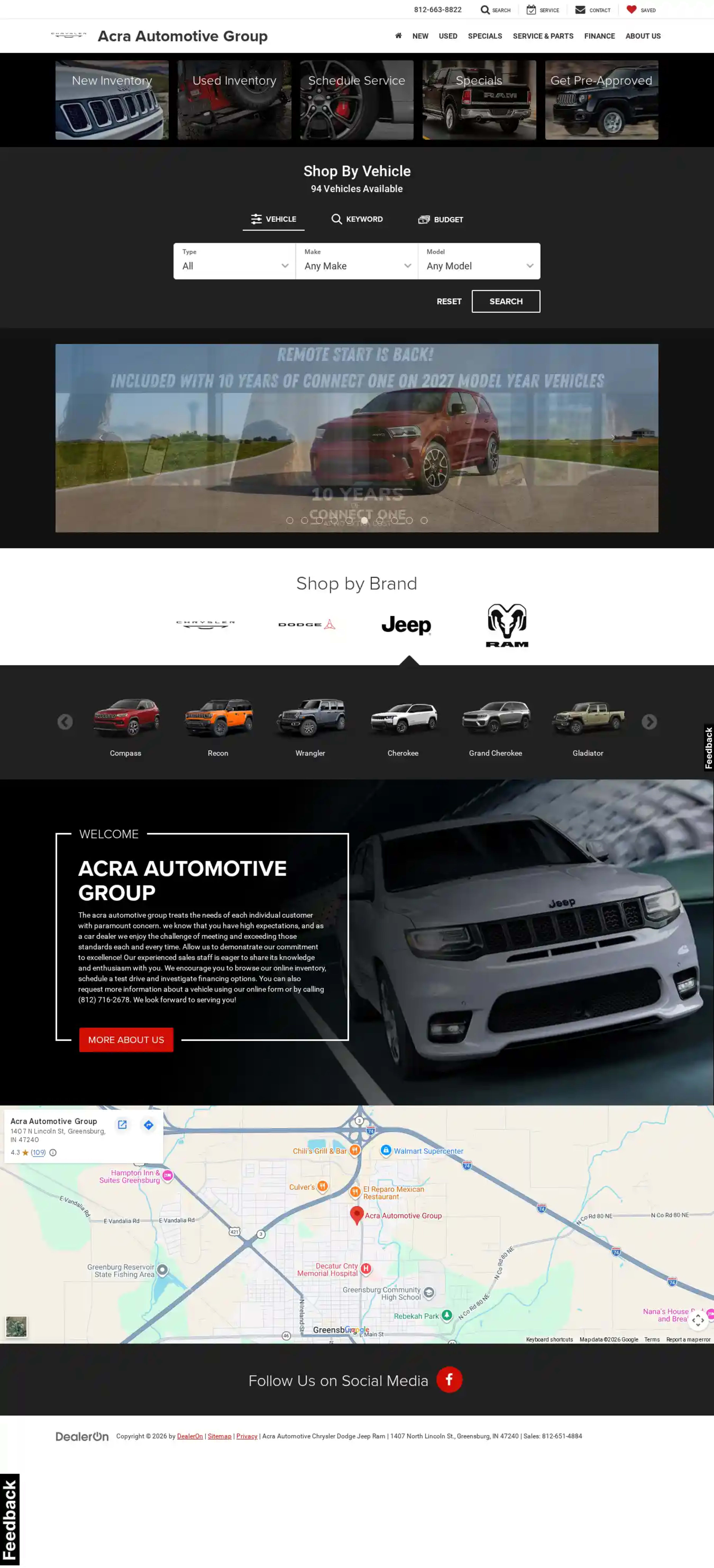 Screenshot of Acra Automotive Chrysler Dodge Jeep Ram
