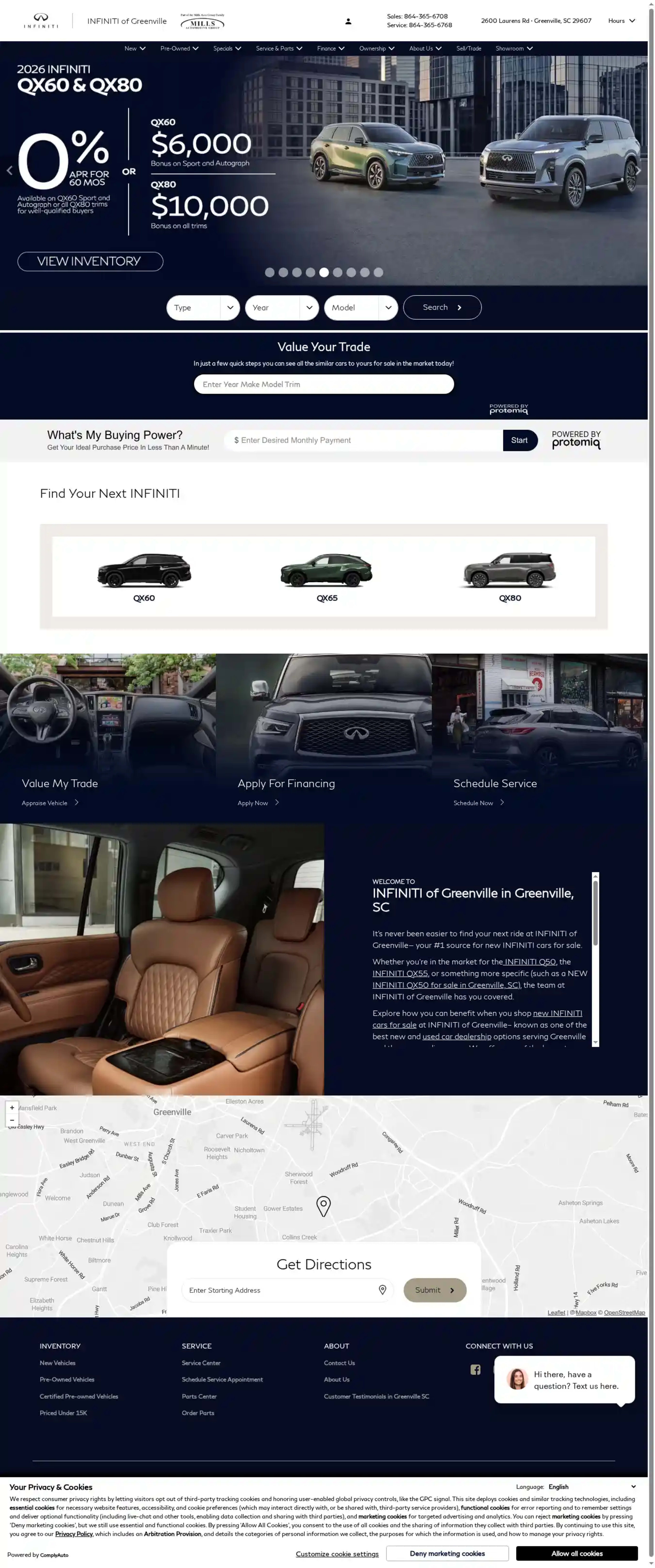 Screenshot of INFINITI of Greenville