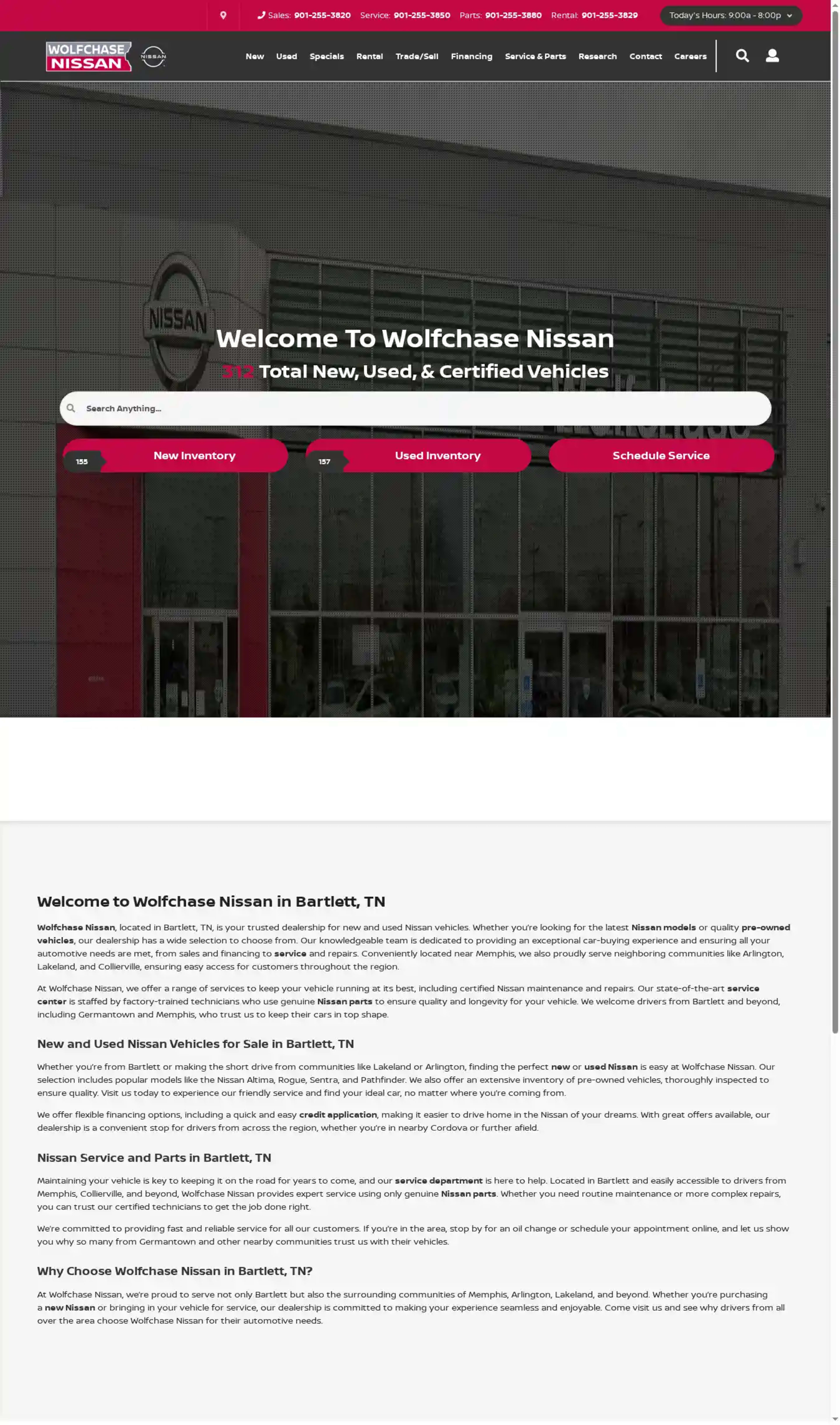 Screenshot of Wolfchase Nissan