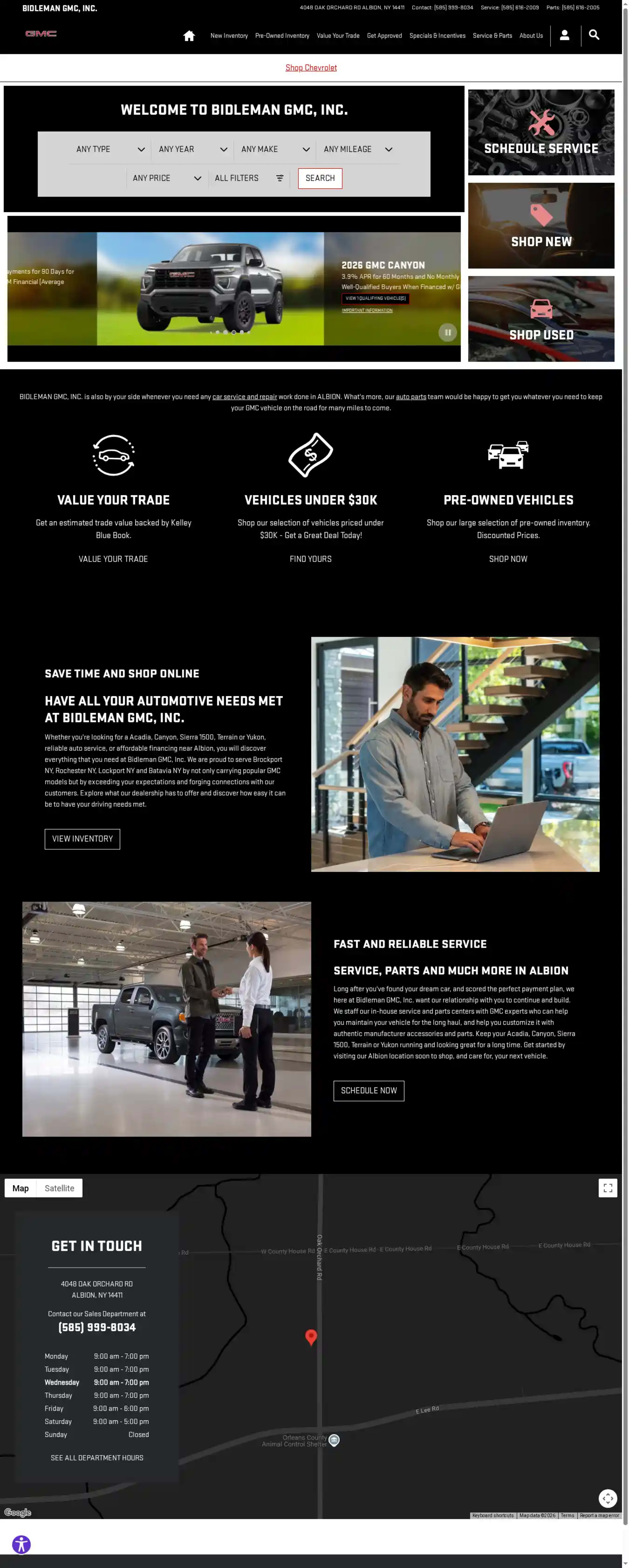 Screenshot of BIDLEMAN CHEVROLET GMC, INC.