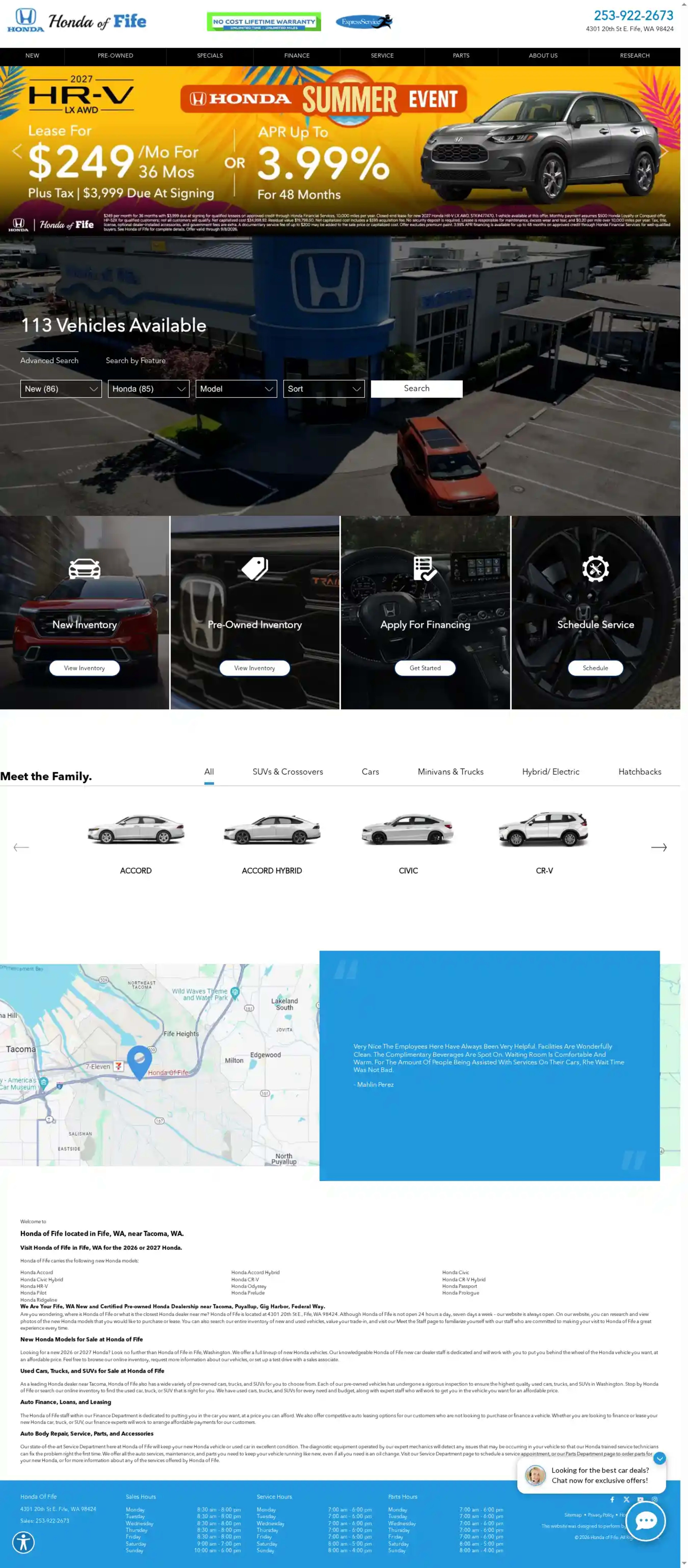 Screenshot of Honda of Fife